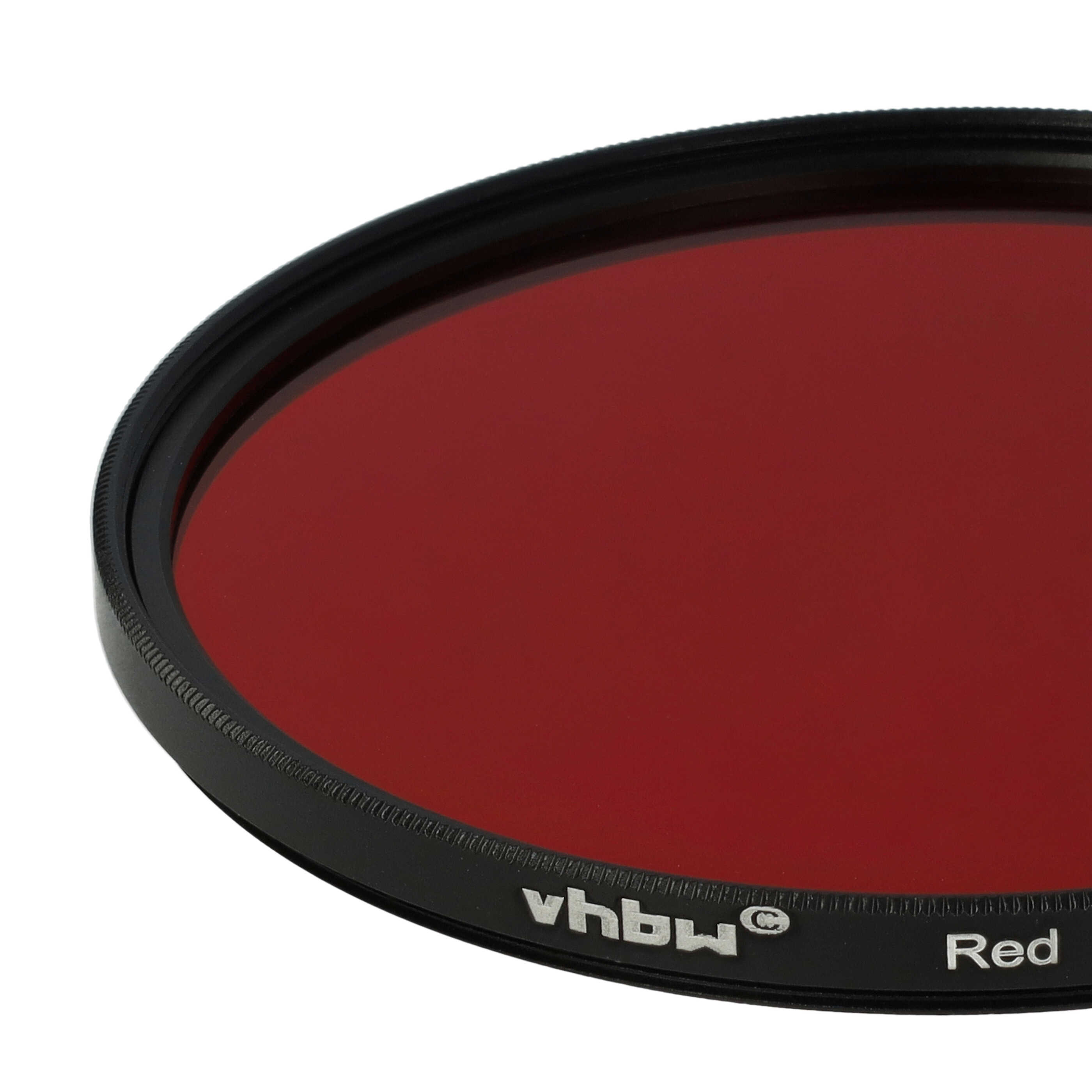 Ein roter Filter mit schwarzem Rand. Der Filter ist mit 'vhbw Red' beschriftet. Der Hintergrund ist weiß.