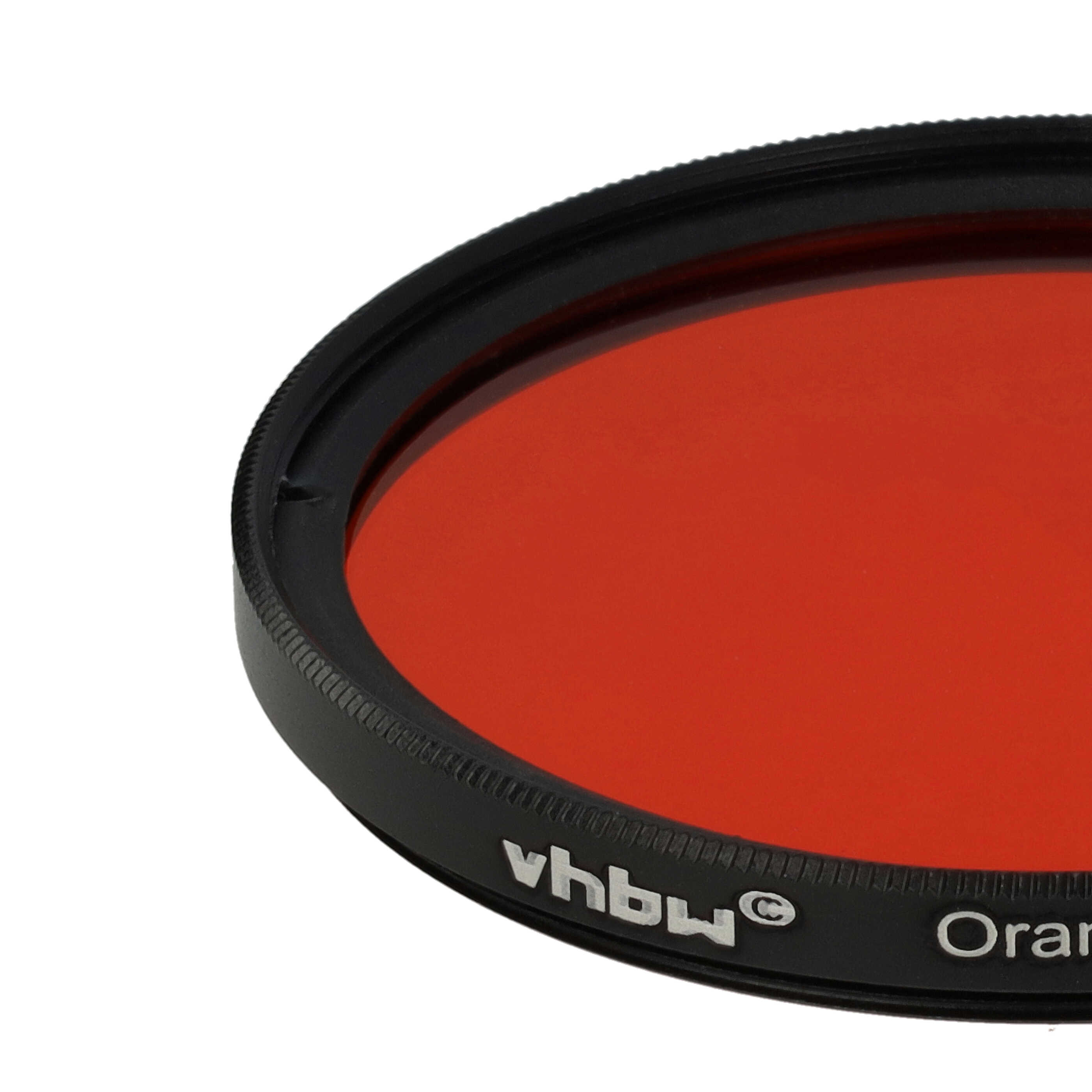 Nahaufnahme eines orangenen Fotofilters mit schwarzem Rand. Der Filter trägt den Markennamen 'vhbw'.