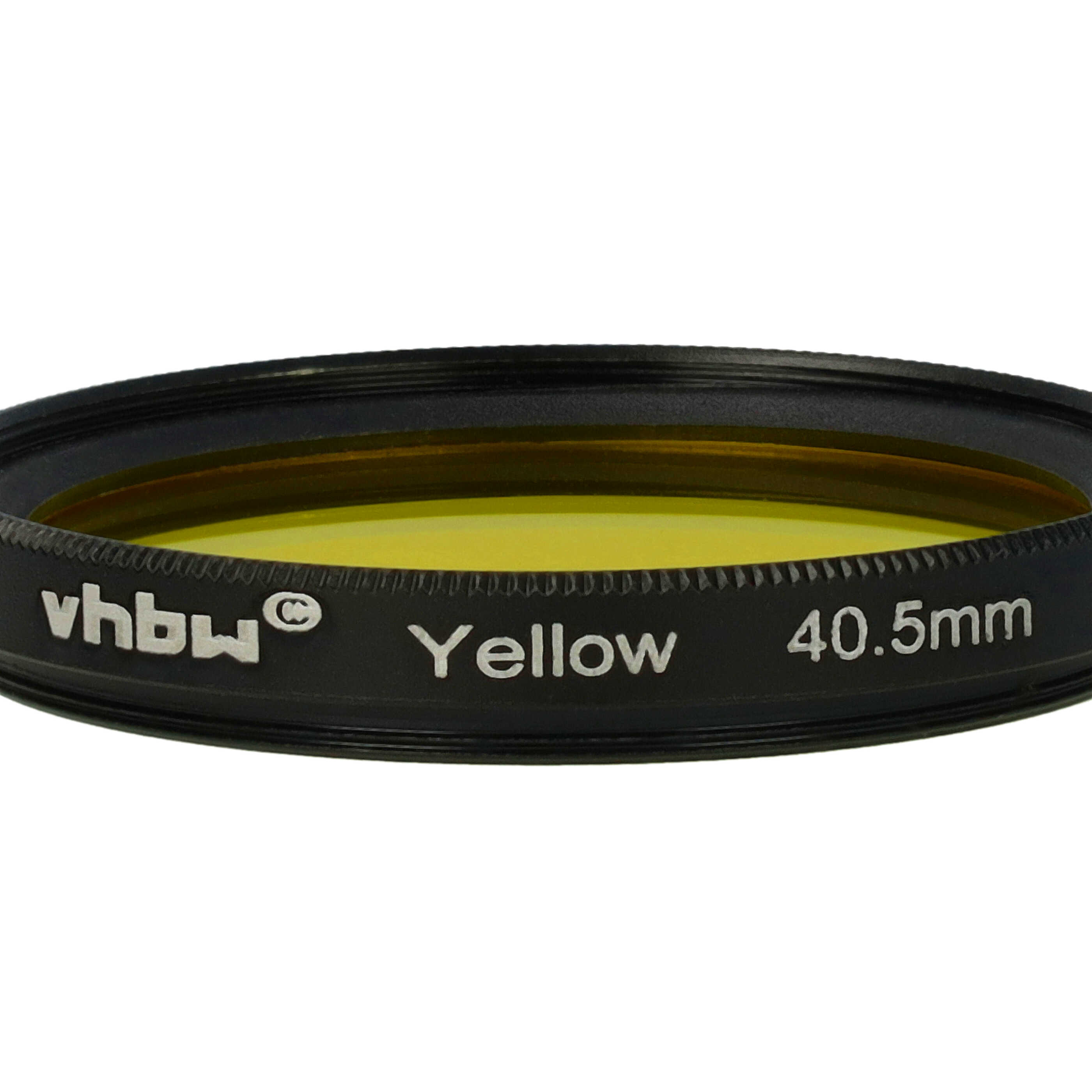 Ein gelber Objektivfilter mit schwarzem Rand. Text: 'vhbw' und 'Yellow 40,5mm'.
