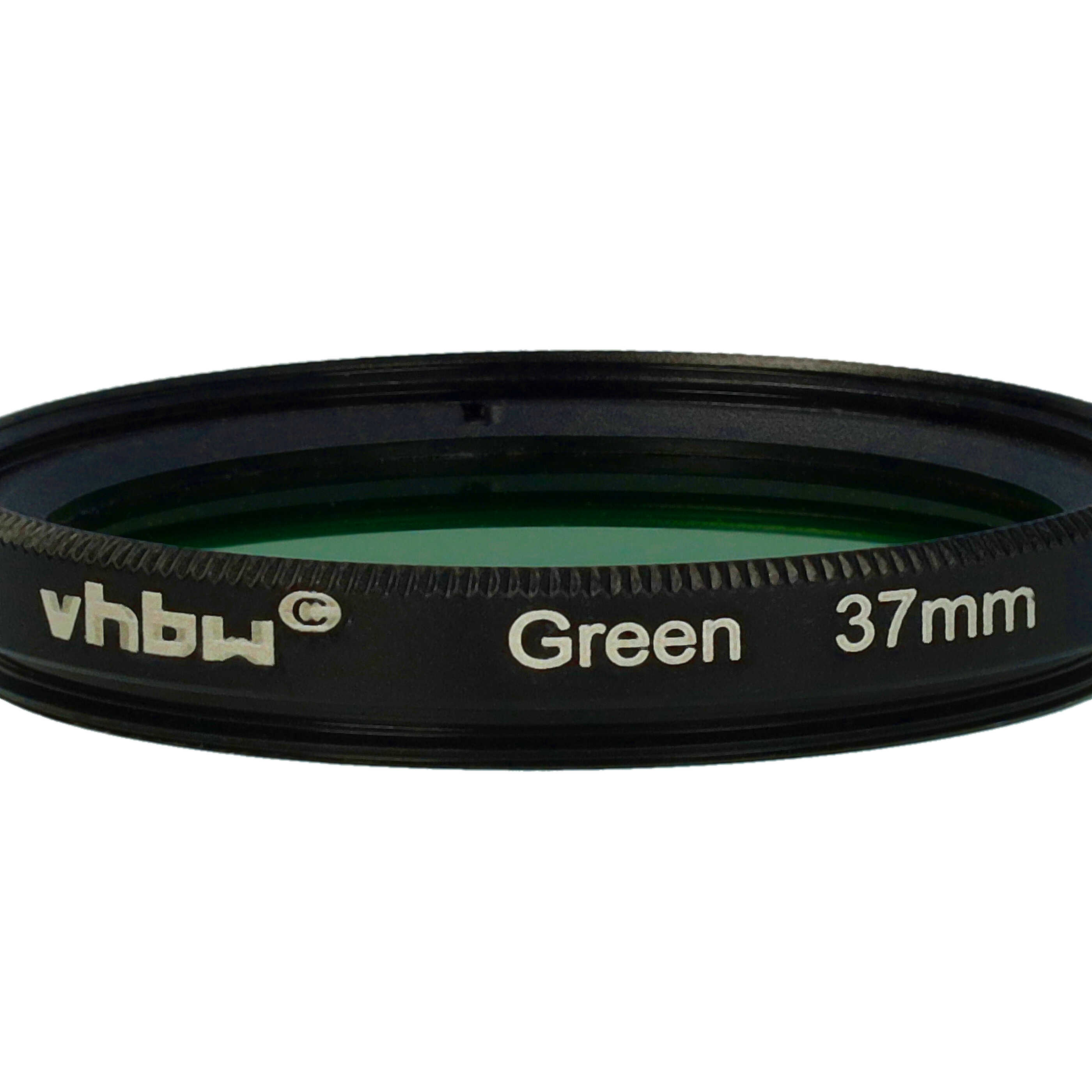 Ein grüner Filter mit schwarzem Rand. Text lautet 'vhbw Green 37mm'. Weißer Hintergrund.