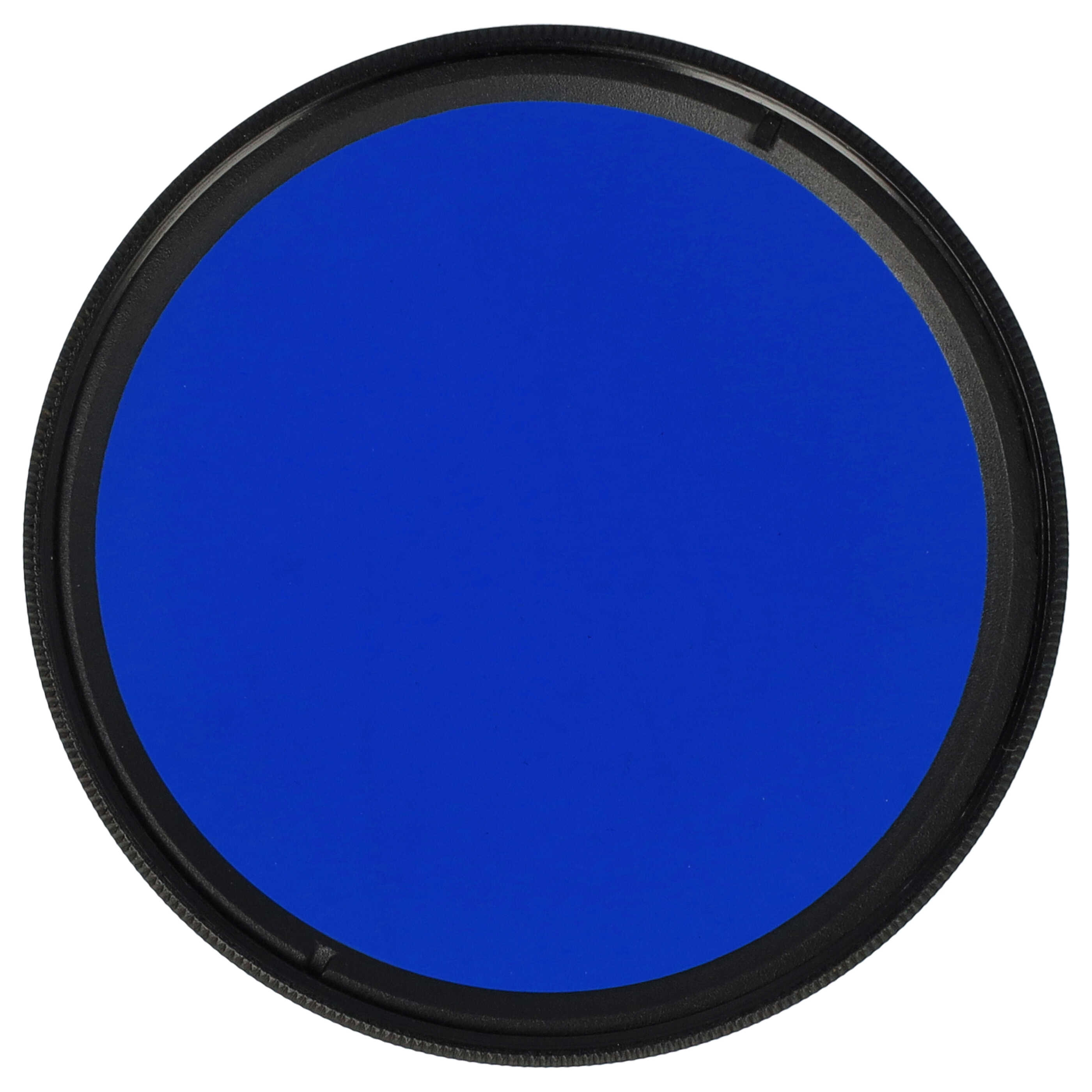 Ein kreisförmiger Kamerafilter mit dunklem Rand und blauem Zentrum, isoliert auf weißem Hintergrund.