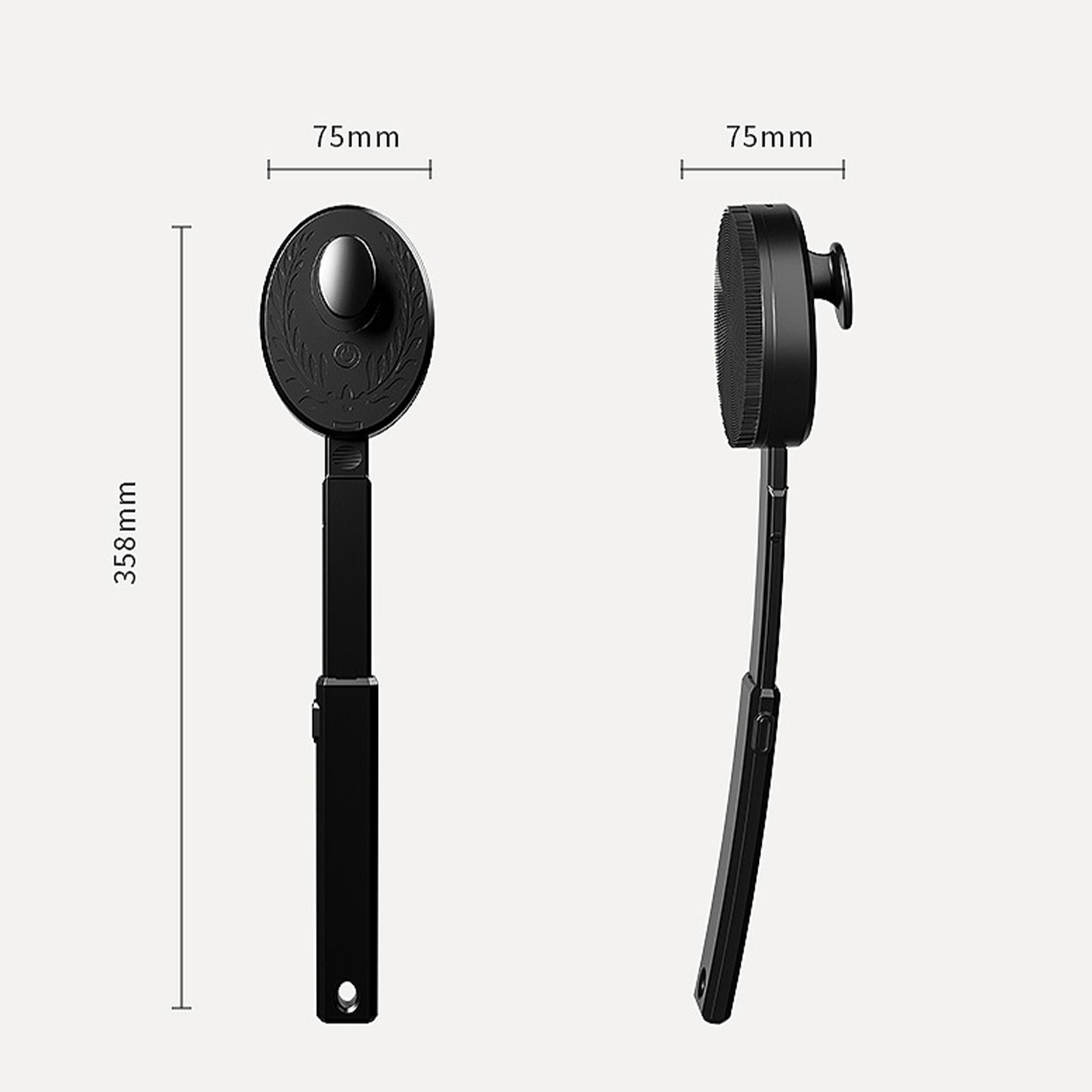 Zwei schwarze Pflege-Werkzeuge. Eines ist oval, das andere rund. Beide haben Griffe. Maße werden angezeigt.