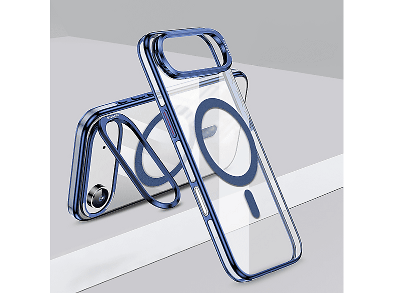 GPACK iPhone 17 Air Uyumlu Wlons Magsafeli Renkli Çerçeve Standlı Efsane Kapak Telefon Kılıfı Mavi