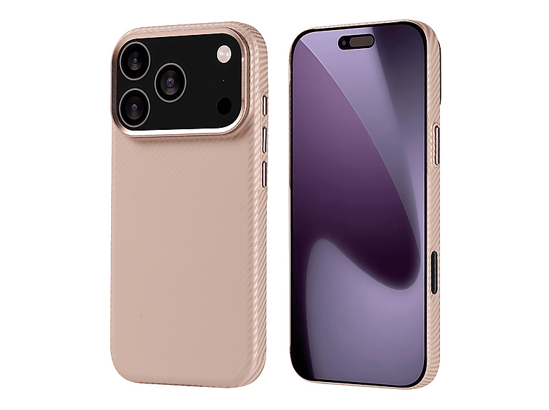 GPACK iPhone 17 Pro Uyumlu Nekst Karbon Fiber Görünümlü M-Safe Şarj Özellikli Telefon Kılıfı Bej