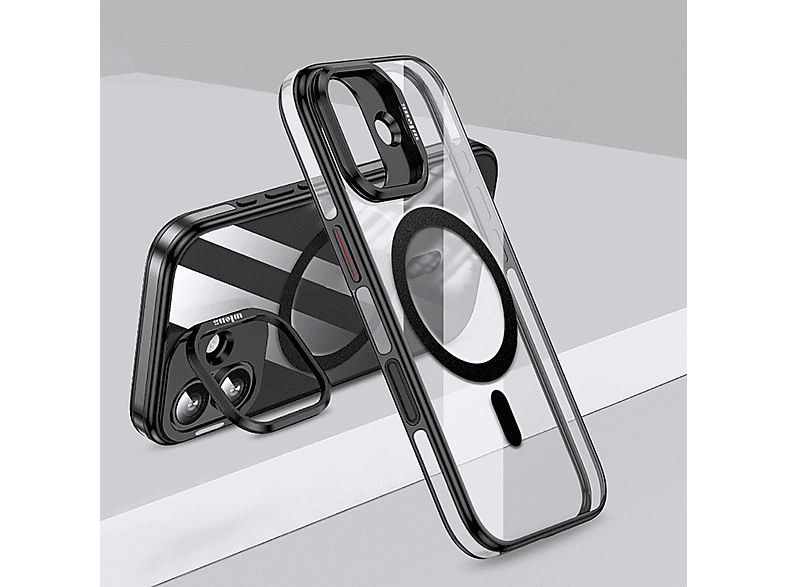 GPACK iPhone 17 Uyumlu Wlons Magsafeli Renkli Çerçeve Standlı Efsane Kapak Telefon Kılıfı Siyah