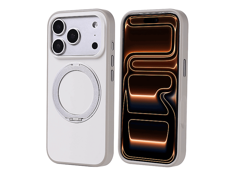 GPACK iPhone 17 Pro Max Uyumlu Proton Silikon M-Safe Şarj Özellikli Standlı Telefon Kılıfı Gri