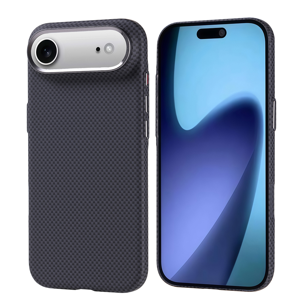 İki akıllı telefon, kameralı bir kılıf ve mavi soyut bir tasarım gösteren ekranlı bir telefon.