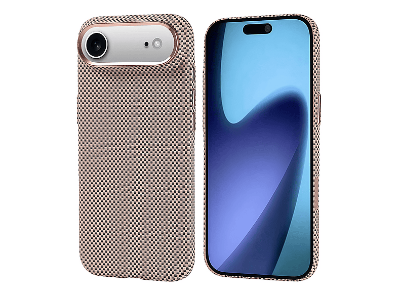 GPACK iPhone 17 Air Uyumlu Nekst Karbon Fiber Görünümlü M-Safe Şarj Özellikli Telefon Kılıfı Gold