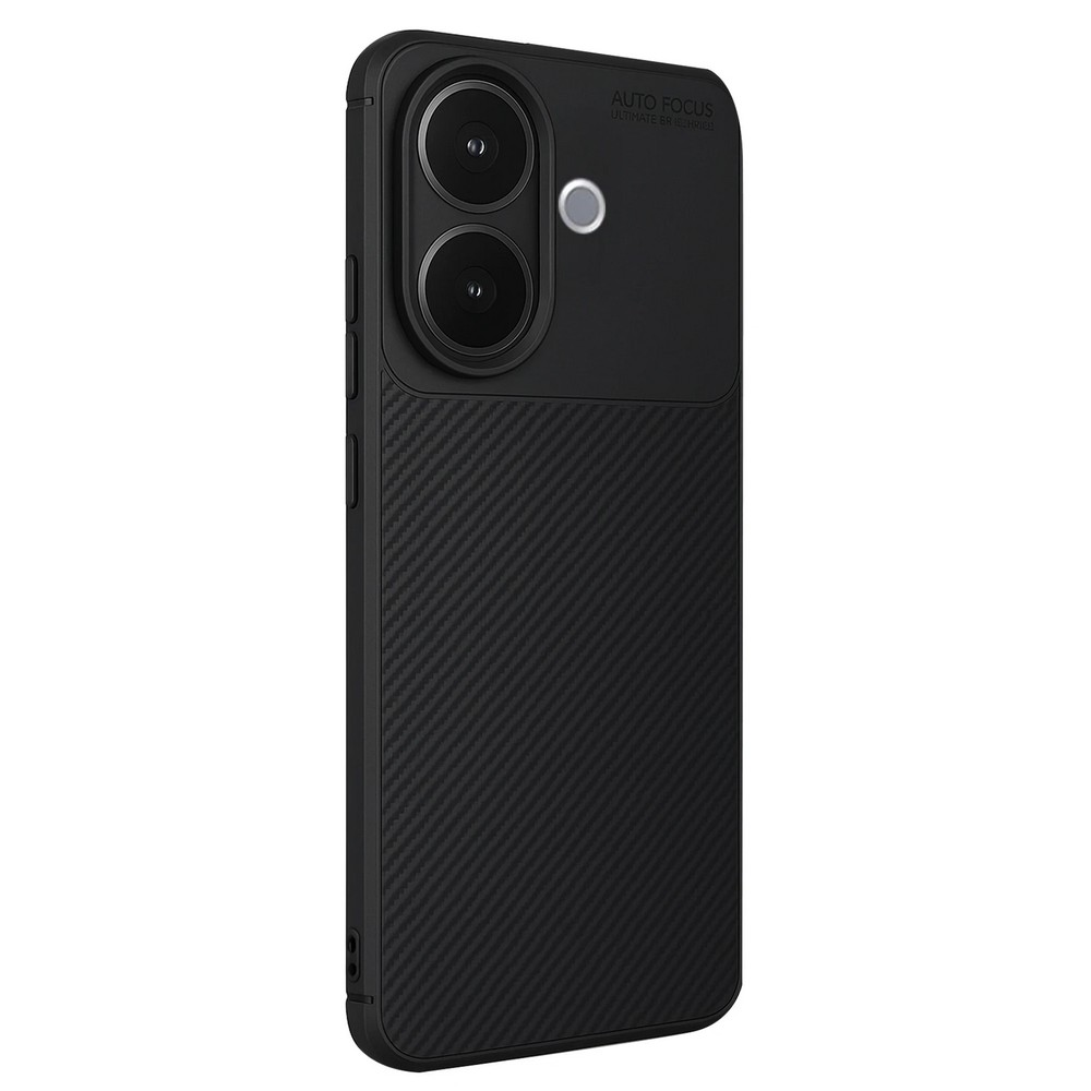 GPACK Vivo V60 Lite Uyumlu Negro Karbon Görünümlü Silikon Telefon Kılıfı Siyah