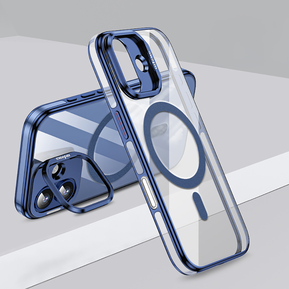 GPACK iPhone 17 Uyumlu Wlons Magsafeli Renkli Çerçeve Standlı Efsane Kapak Telefon Kılıfı Mavi