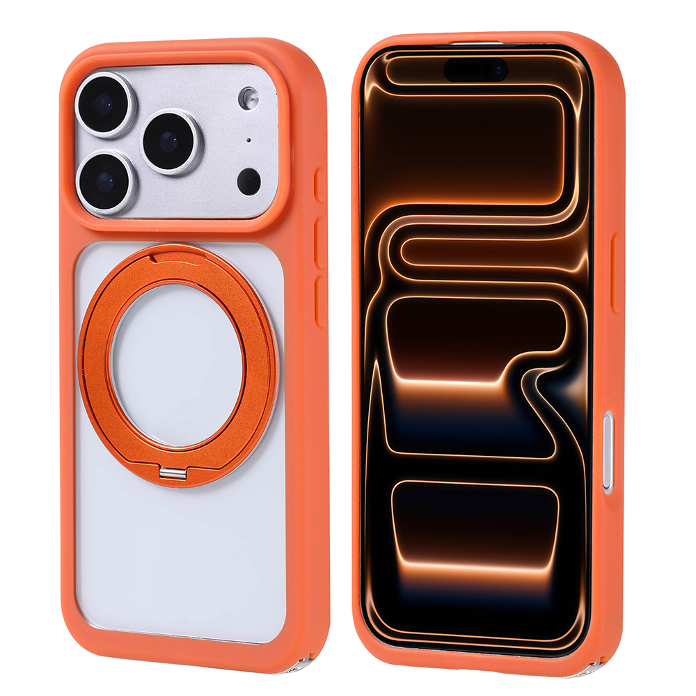 GPACK iPhone 17 Pro Uyumlu Piza Silikon M-Safe Şarj Özellikli Standlı Telefon Kılıfı Turuncu
