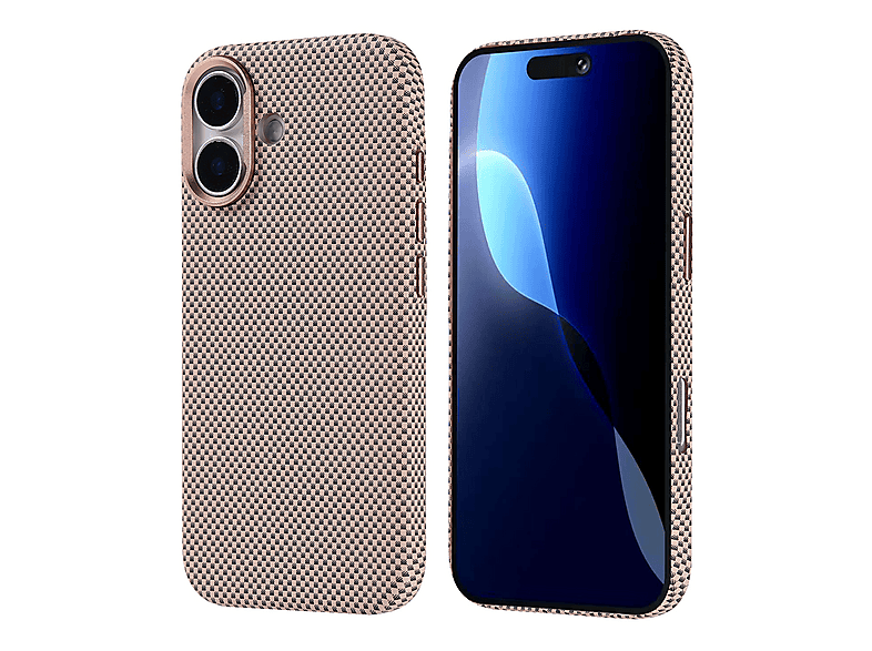 GPACK iPhone 17 Uyumlu Nekst Karbon Fiber Görünümlü M-Safe Şarj Özellikli Telefon Kılıfı Gold