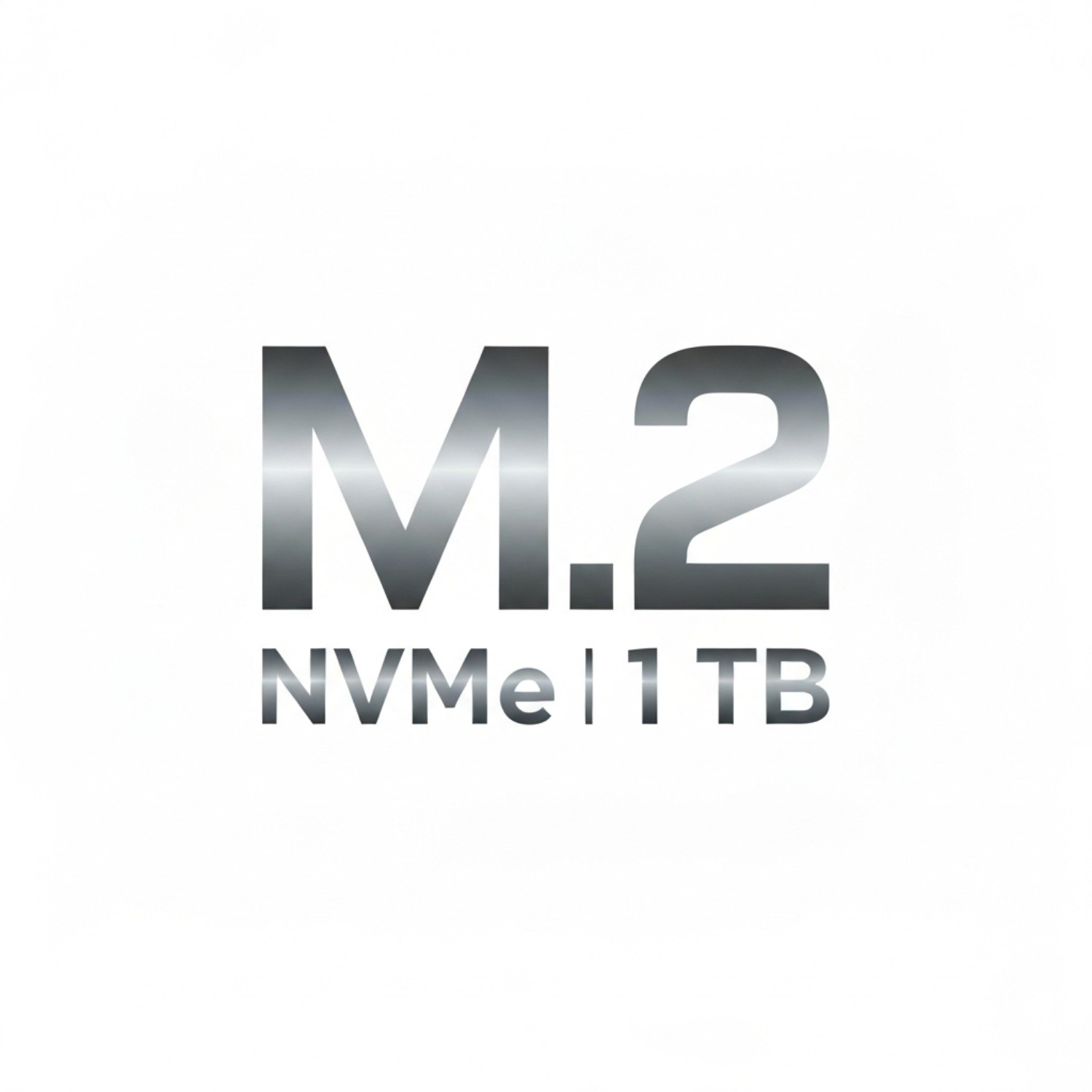 La imagen muestra el texto "M.2 NVMe | 1 TB" en un degradado plateado sobre un fondo blanco.