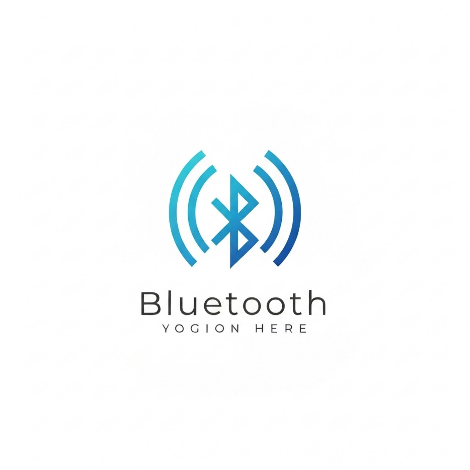 Logo Bluetooth su sfondo bianco. Presenta un'icona blu del simbolo Bluetooth e la parola 'Bluetooth' sotto.