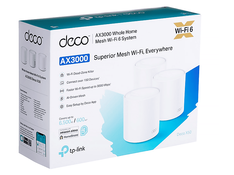 Punto de acceso | Deco X50 (3-pack) TP-LINK, 3000 Mbps, MU-MIMO