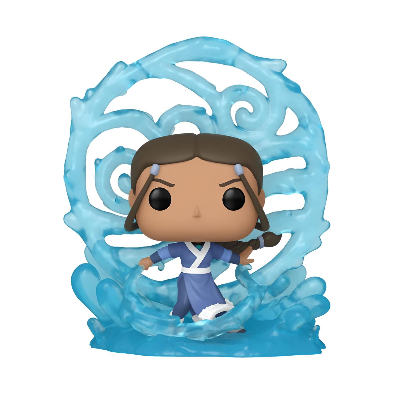 Figurka Katara Funko Pop. Nosi niebieski z efektem wody z tyłu, brązowe włosy i czarne oczy.