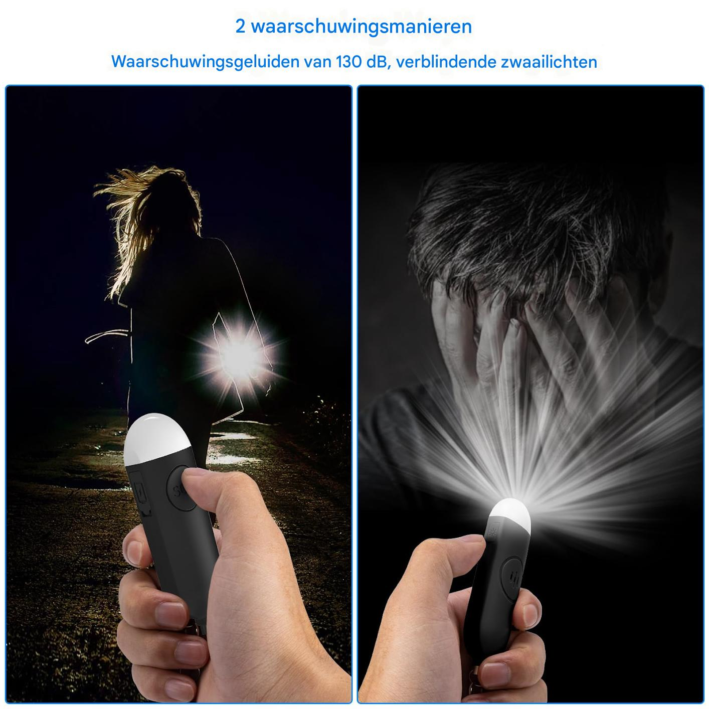 Das Bild zeigt zwei Szenarien: eine Person im Dunkeln und eine Person, die ihr Gesicht bedeckt. Beide halten ein Gerät mit hellem Licht.