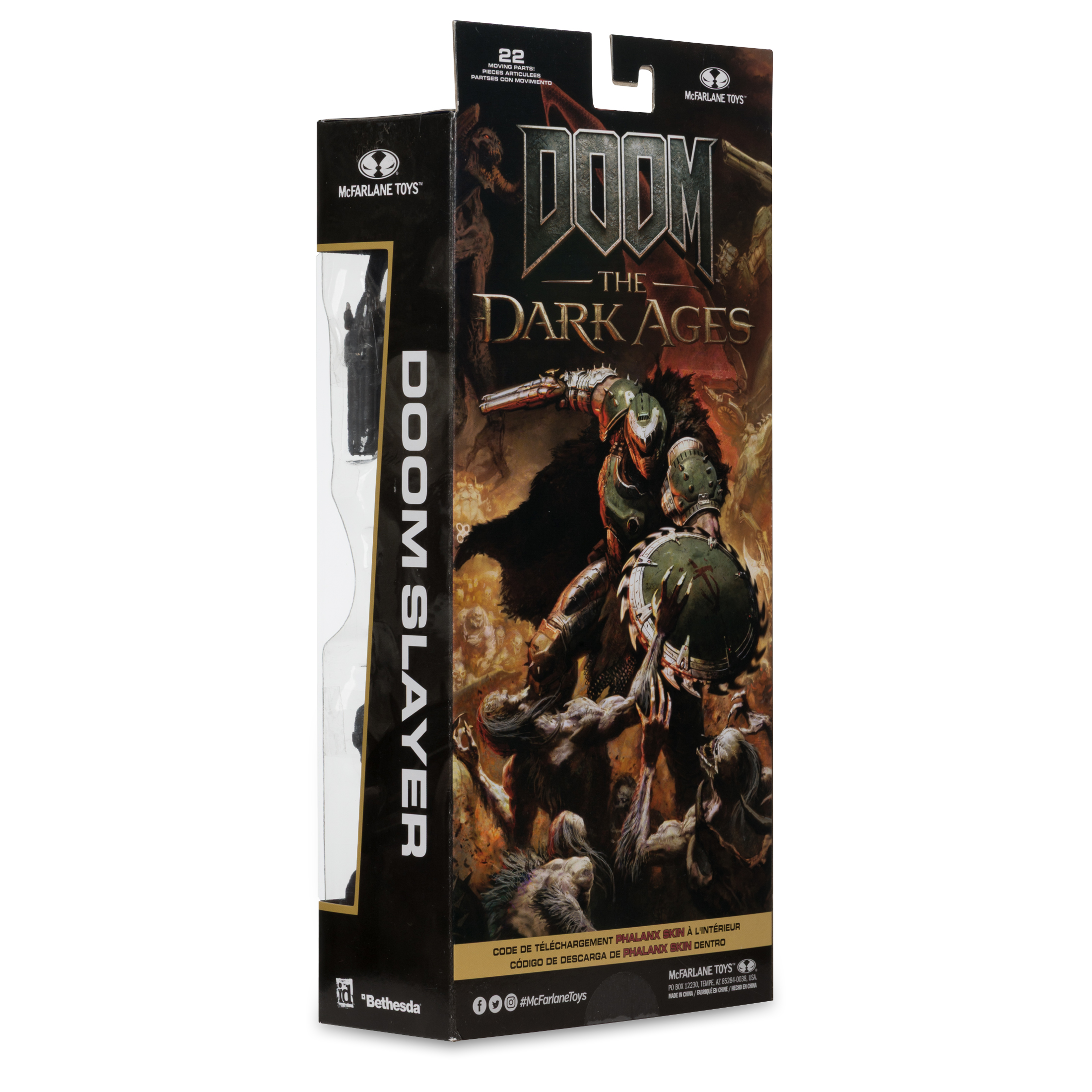 Box-Art für Doom: The Dark Ages. Es zeigt eine Doom Slayer-Figur und Dämonen-Illustrationen.