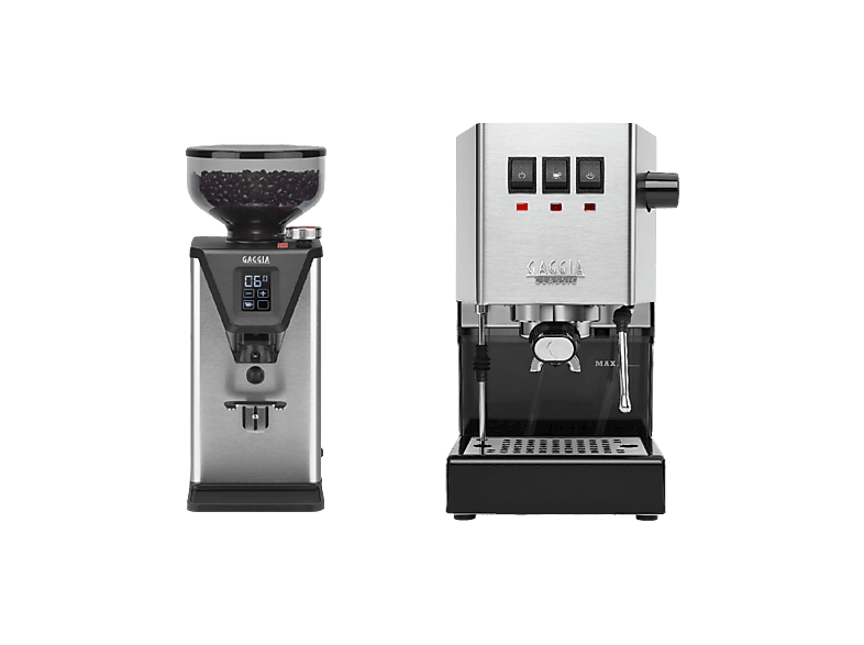 GAGGIA CLASSIC E24 PREMIUM BARISTA SET RI9481 (Messingboiler) Siebträgermaschine Inox Silber-Edelstahl