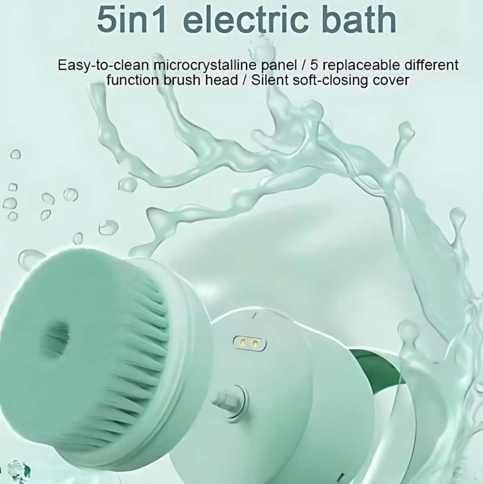 Nahaufnahme eines weißen elektrischen Badezimmers mit Bürstenkopf und Wasserspritzeffekt.