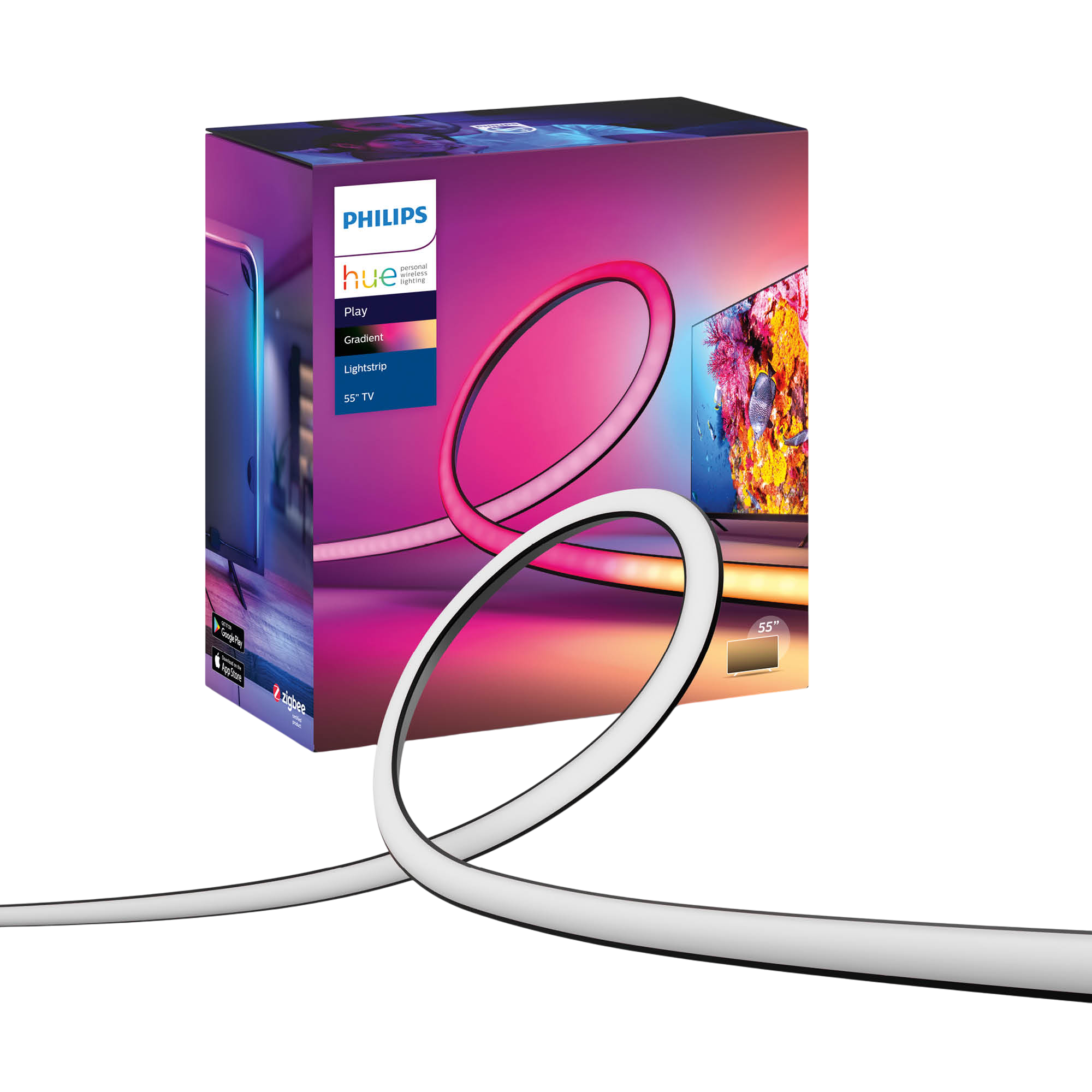 PHILIPS HUE Lightstrip Gradient TV 55" Akıllı Renkli Bluetooth LED Şerit Aydınlatma