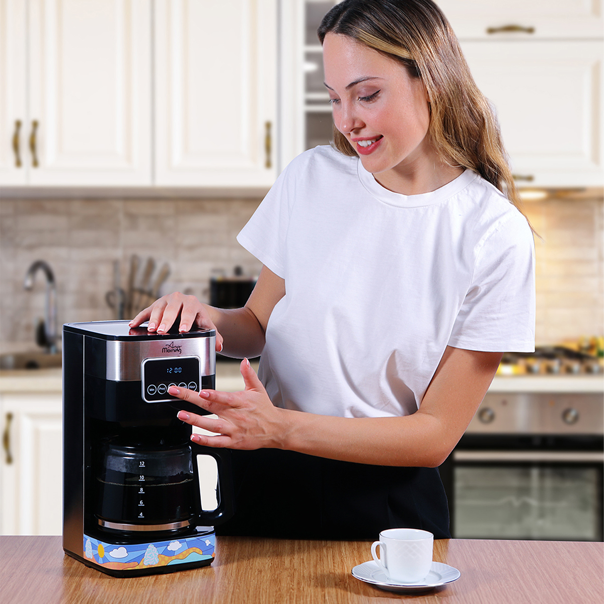 ANY MORNING SH21615S 900W 1.5L Dokunmatik LCD Ekranlı  Ayarlanabilir Filtre Kahve Makinesi Gümüş