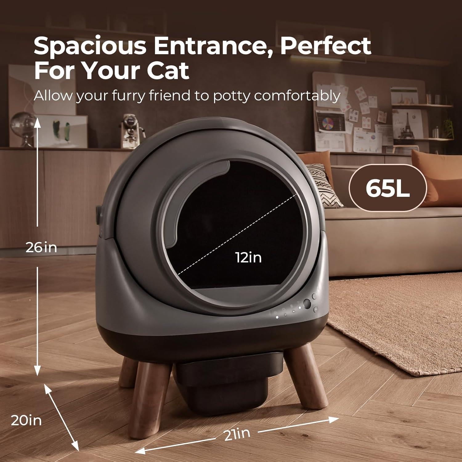 ELS PET Otomatik Koku Kontrollü Akıllı Kedi Tuvaleti Gri