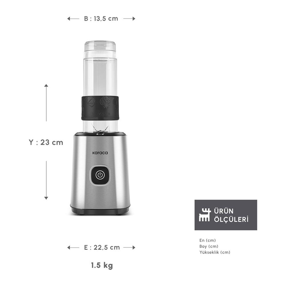 KARACA Smoothie On The Go 500 W Kişisel Blender Inox
