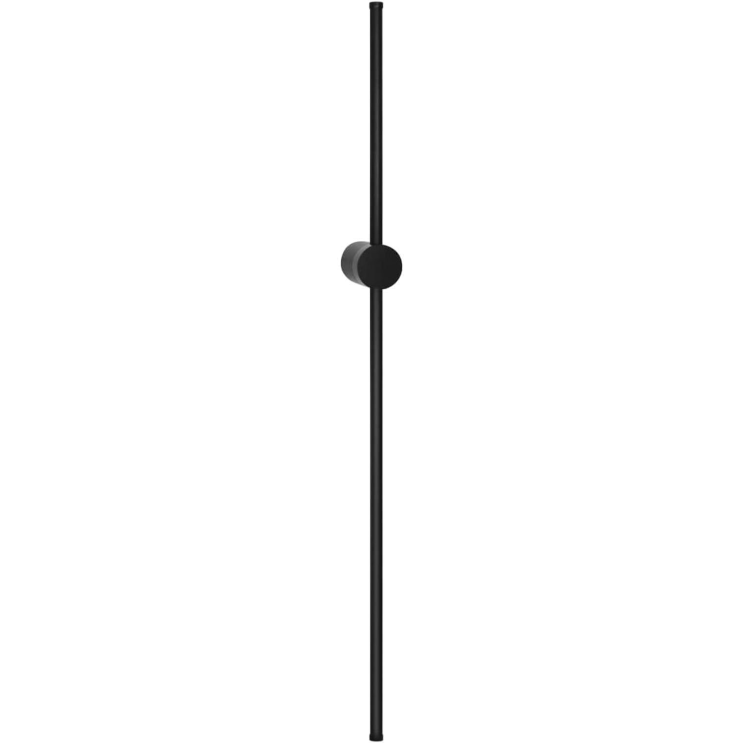 Un'asta verticale nera con un piccolo pezzo circolare al centro. Lo sfondo è bianco.