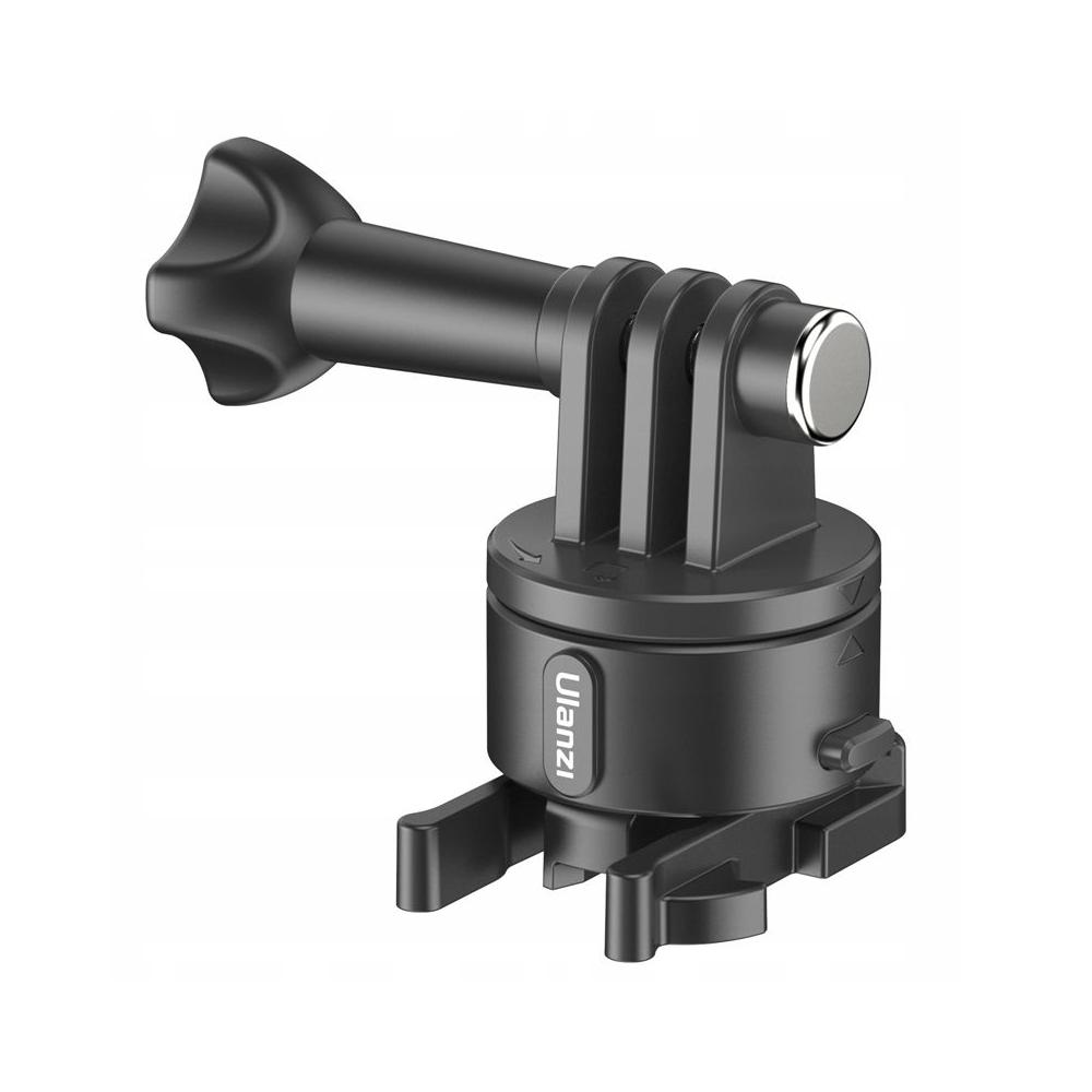 Czarny uchwyt do kamery z obrotową podstawą, śrubą i uchwytem. Widoczna jest marka 'Ulanzi'.