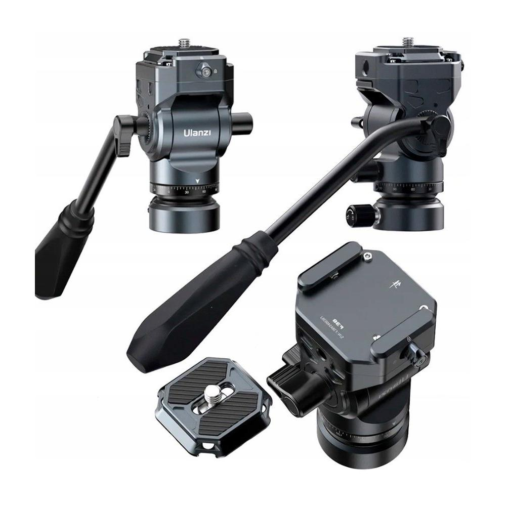 Wyświetlane są trzy statywy i płyta podstawy. Wszystkie są czarne i szare. Statywy mają uchwyty.