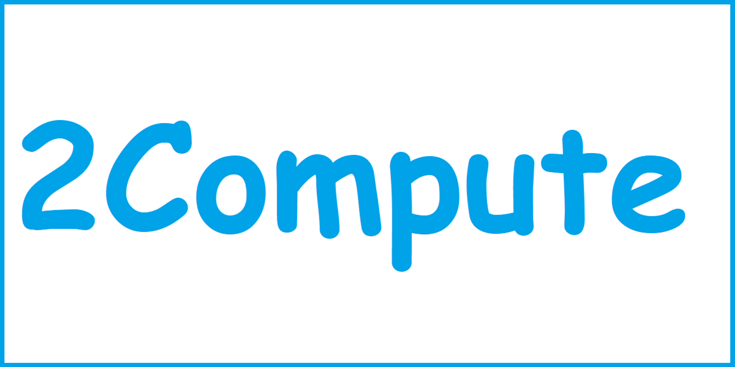 La imagen muestra la palabra "2Compute" en azul, con fondo blanco y borde azul.