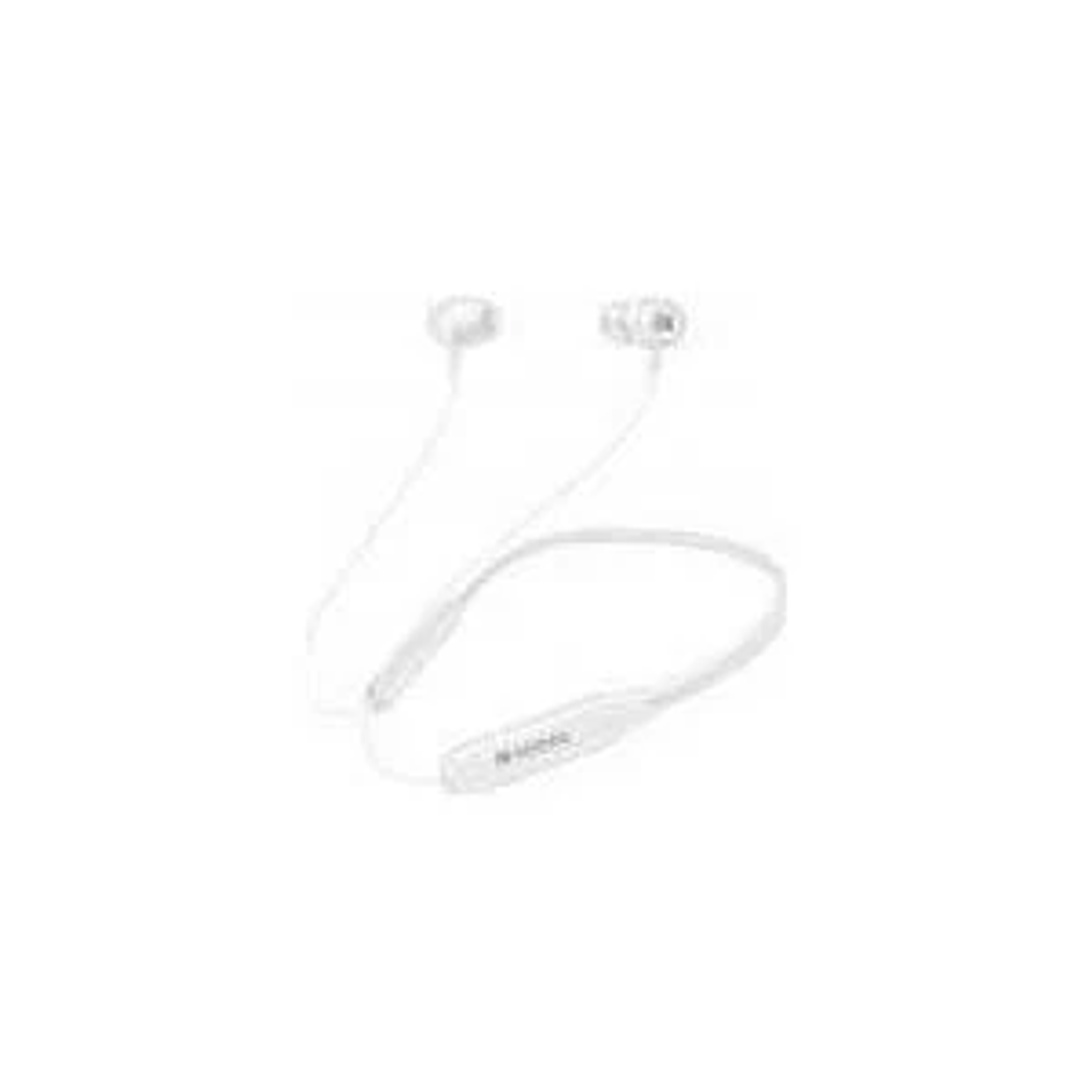 Cuffie wireless bianche con archetto. Gli auricolari sono visibili. Lo sfondo è bianco.