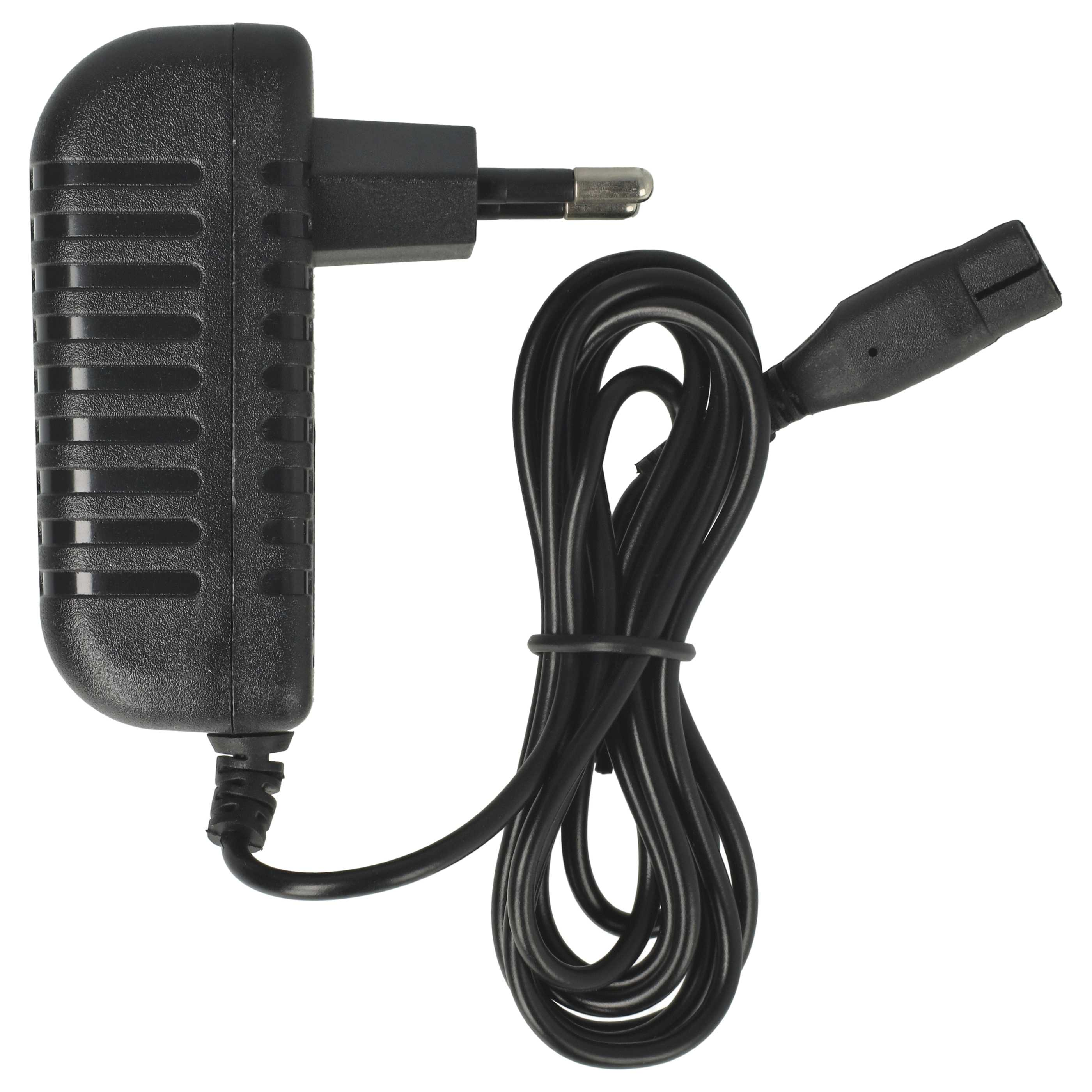 Ein schwarzes Netzteil mit Stecker und Kabel. Das Kabel ist aufgerollt.
