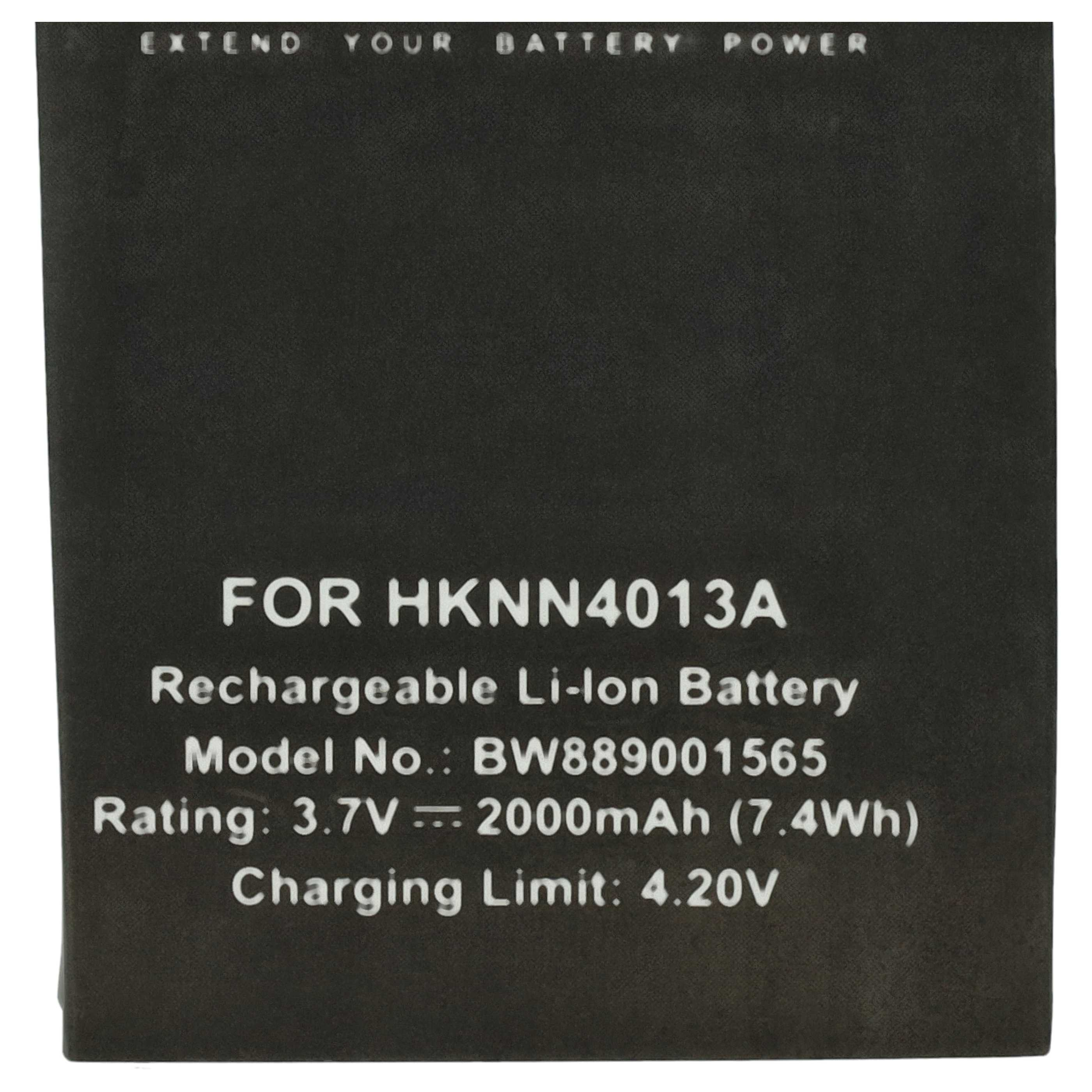 Schwarzer Akku mit weißem Text: Extend Your Battery Power, For HKNN4013A, wiederaufladbarer Li-Ion Akku, 3,7V, 2000mAh.