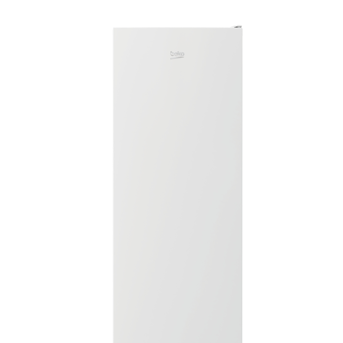 Un frigorifero Beko bianco. Il logo Beko è visibile nella parte superiore. È un elettrodomestico alto a una porta.
