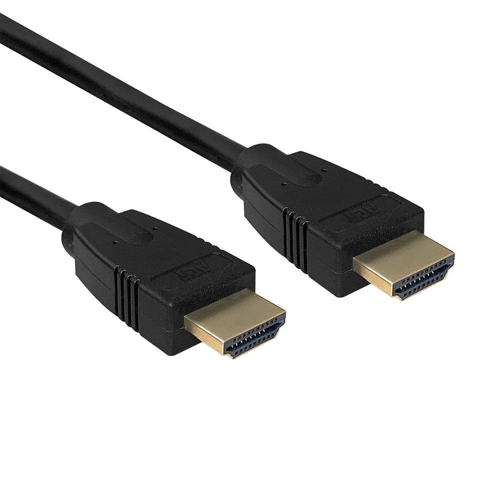 Twee zwarte HDMI-kabels met gouden connectoren op een witte achtergrond.