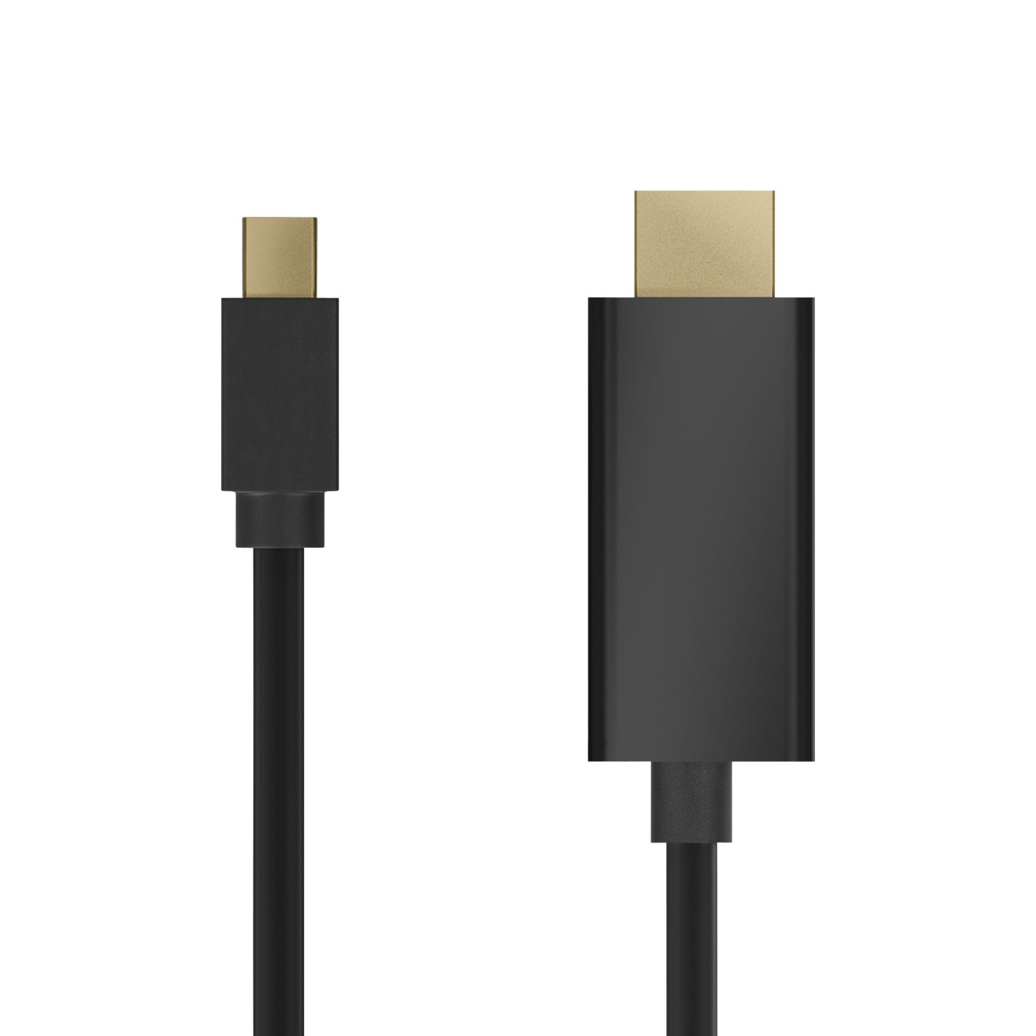 Dwa czarne kable ze złotymi złączami na białym tle. Jeden to USB-C, drugi HDMI.