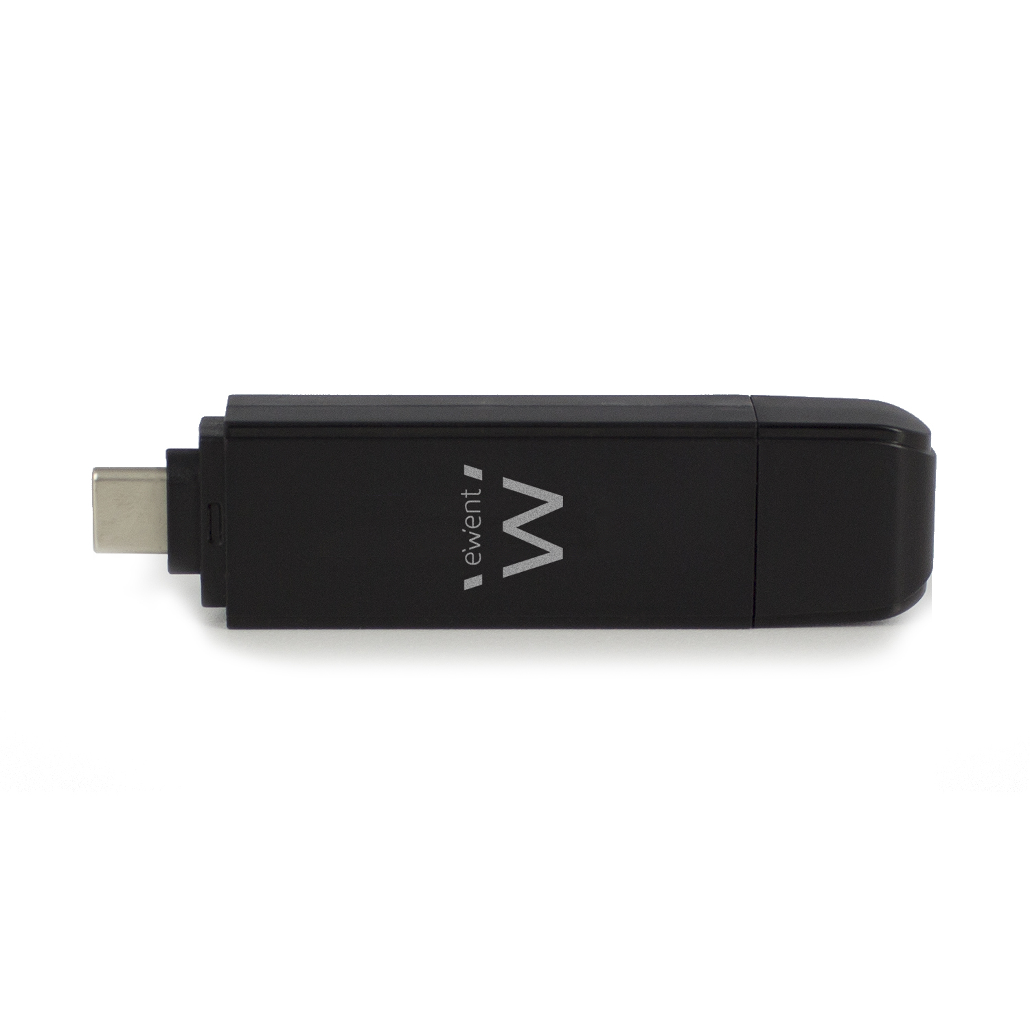 Czarny adapter USB-C z literą 'W' i napisem 'ewent'. Znajduje się na białym tle.