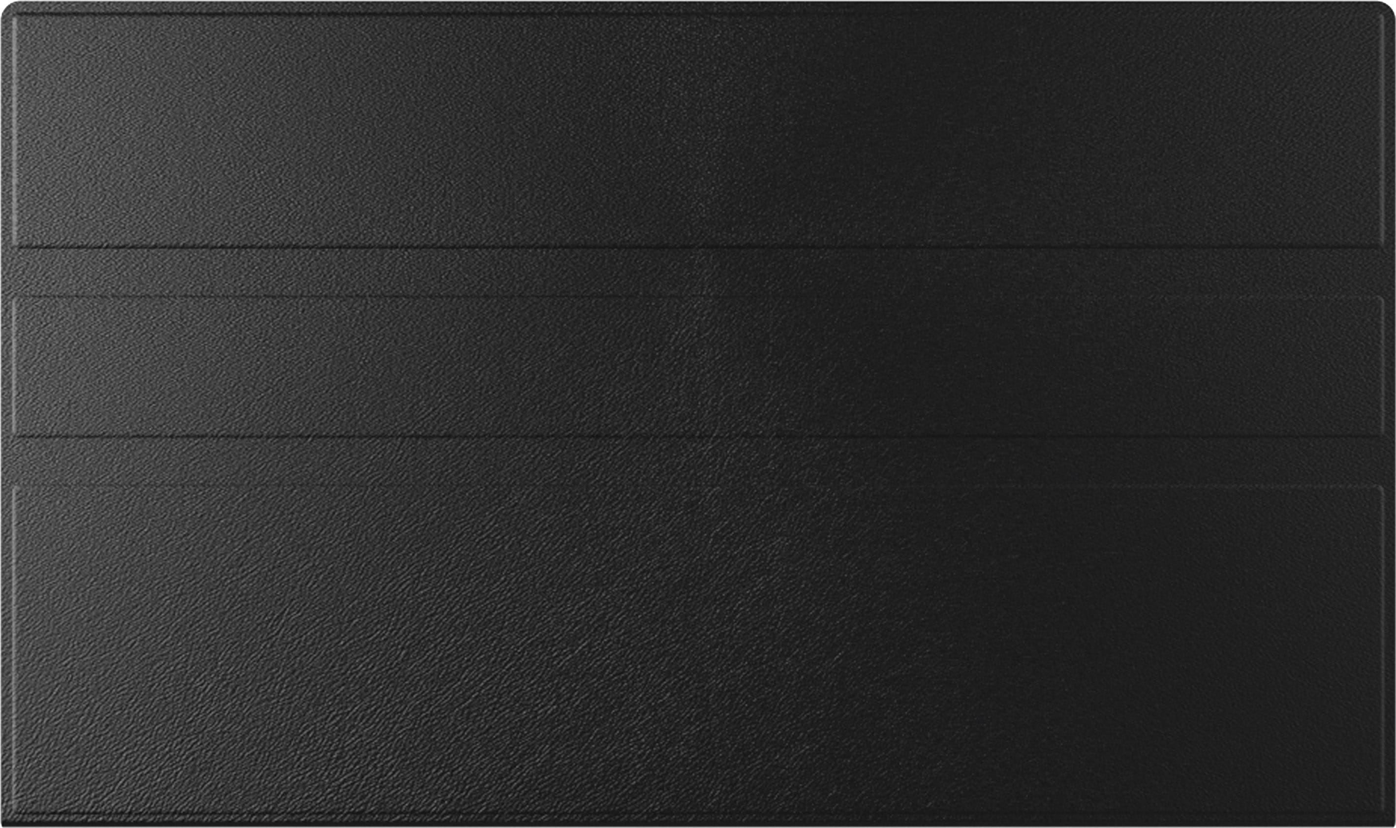 Czarna tekstura skóry z trzema poziomymi rowkami. Powierzchnia ma subtelny, ziarnisty wzór.