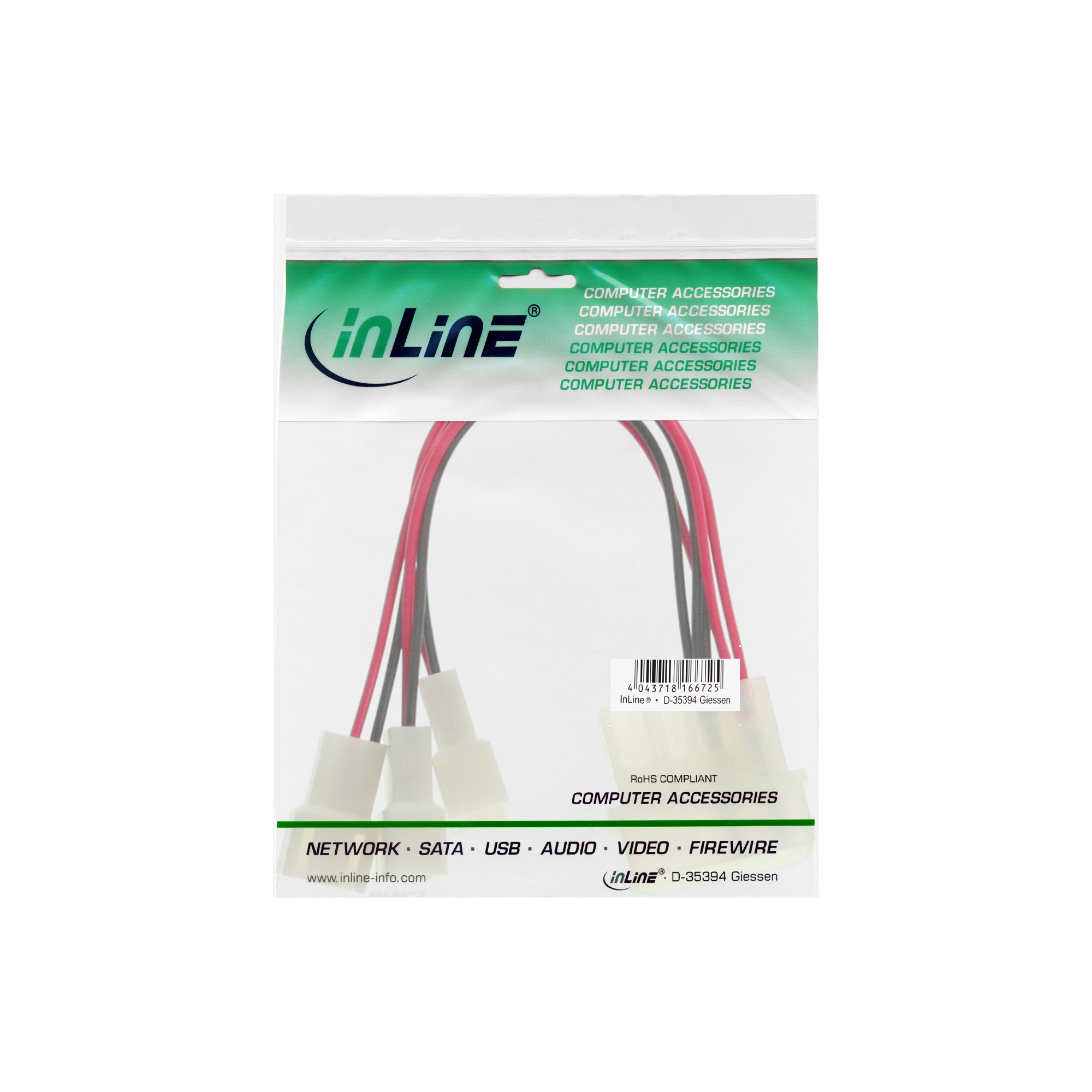 Eine Packung Computerkabel. Die Verpackung ist weiß mit grünem Text und dem InLine-Logo.
