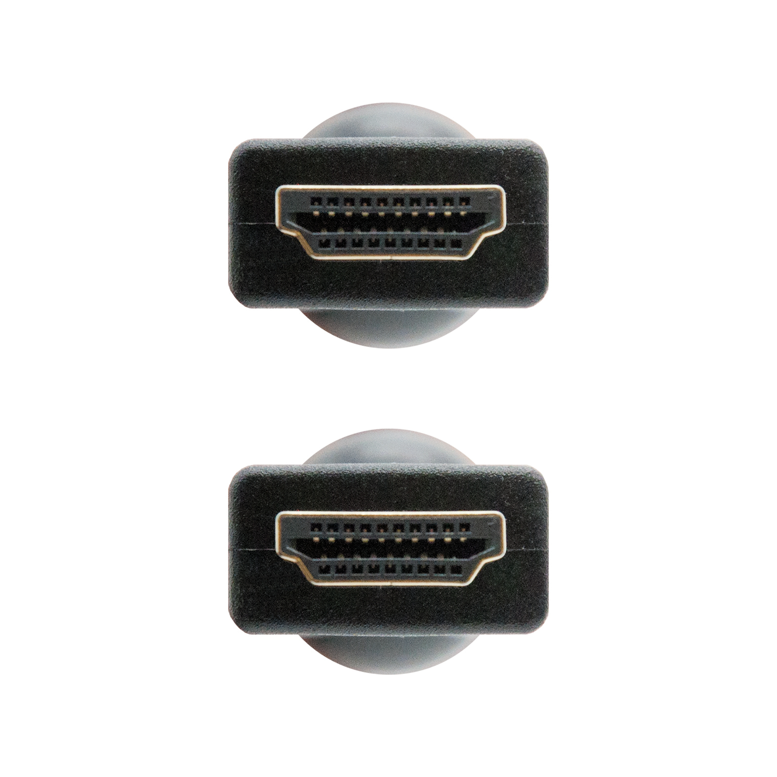 Dos conectores HDMI negros sobre fondo blanco. Cada uno tiene un puerto rectangular.