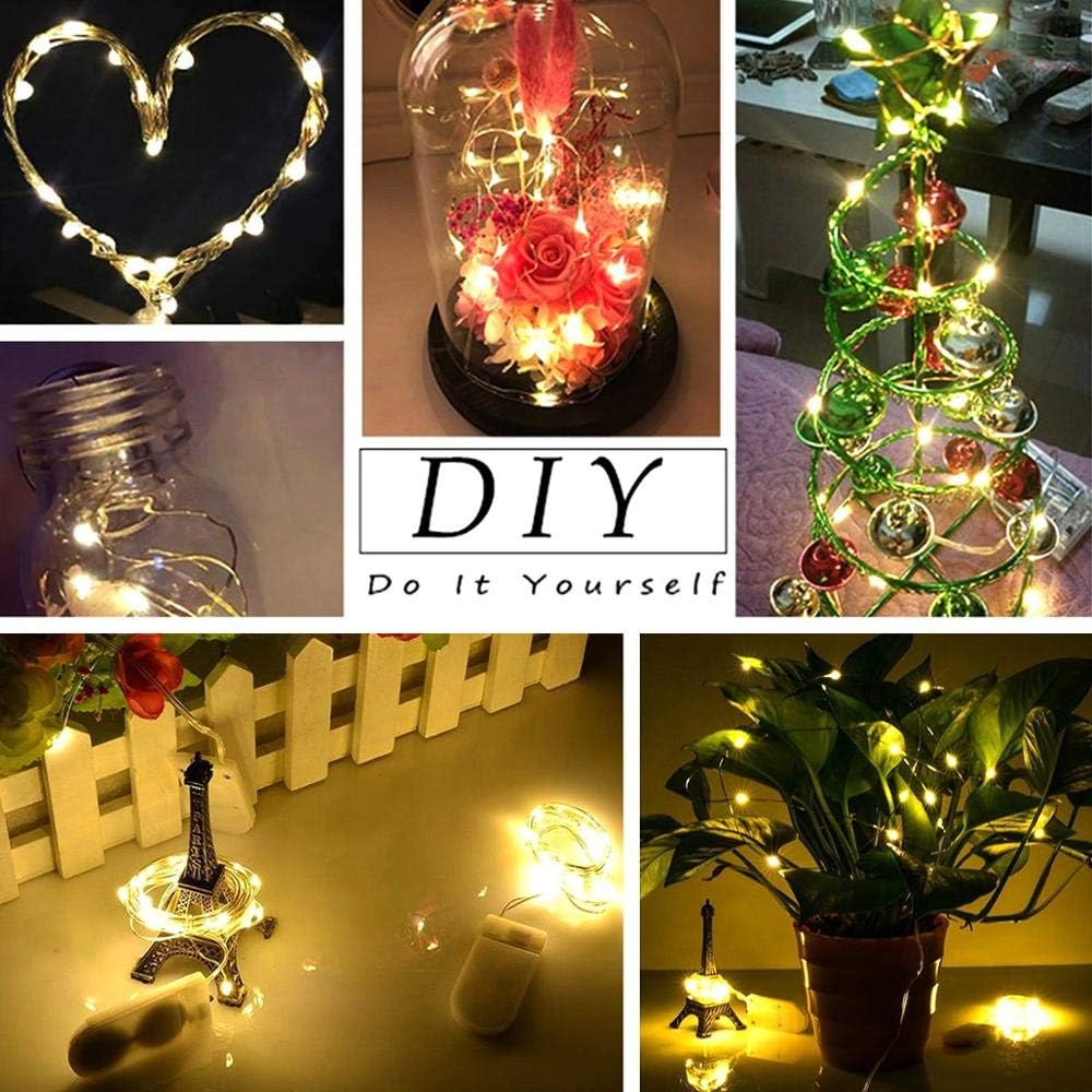 Eine Collage mit DIY-Projekten: herzförmiges Licht, Blumen in einer Glaskuppel, eine Spiraldekoration, eine Pflanze mit Lichtern und ein Eiffelturm.