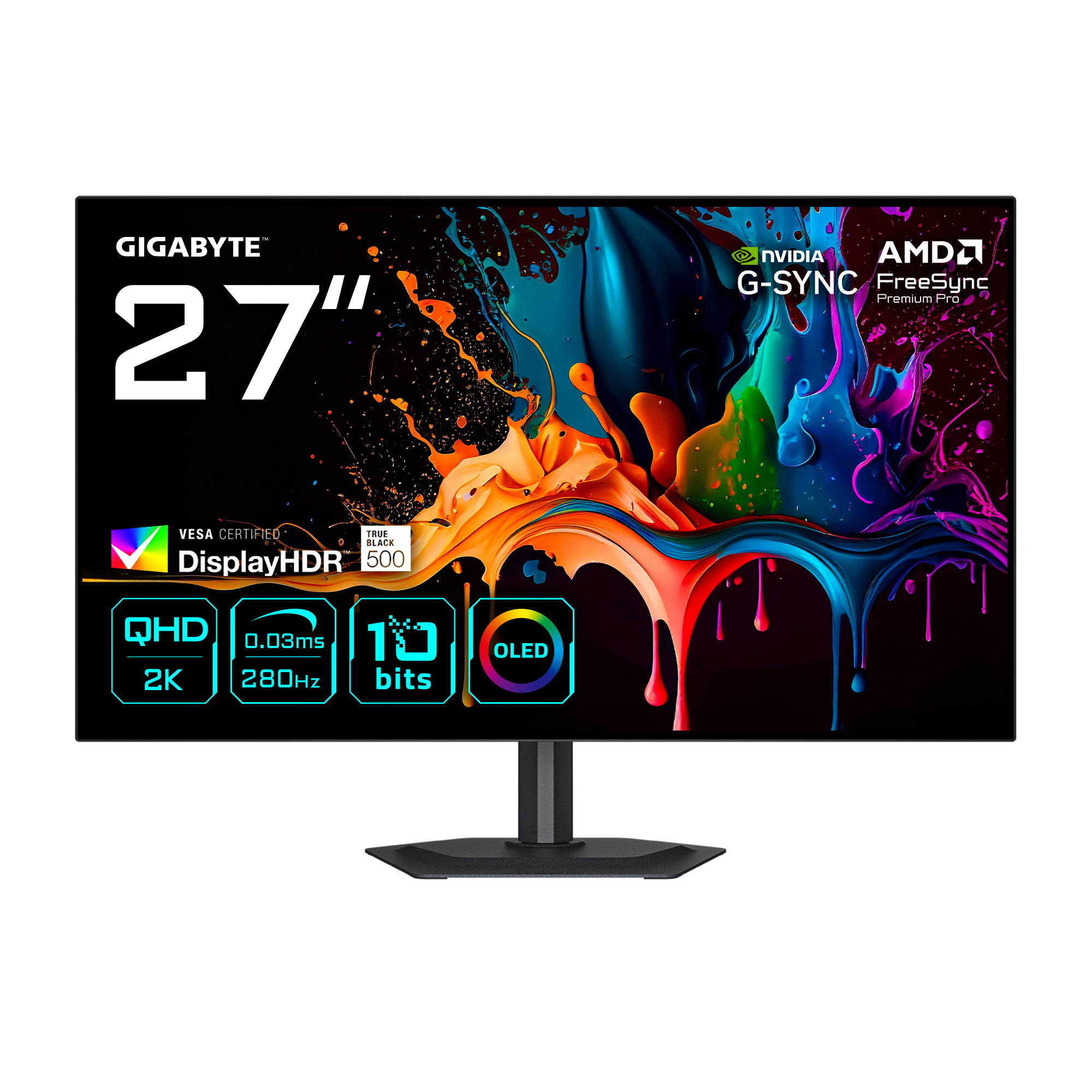 GIGABYTE MO27Q28G 2560x1440 HDMI DP Type-C True Black 500 OLED 27 inç QHD 0,03 ms 280 Hz Gaming Monitör Siyah