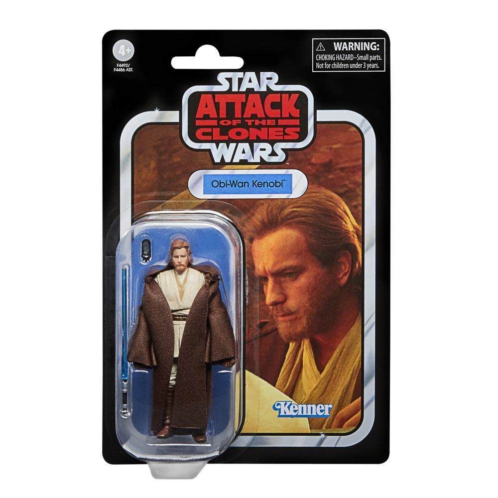 Action figure di Star Wars Obi-Wan Kenobi in confezione. La confezione ha un'immagine del personaggio e il logo di Star Wars.