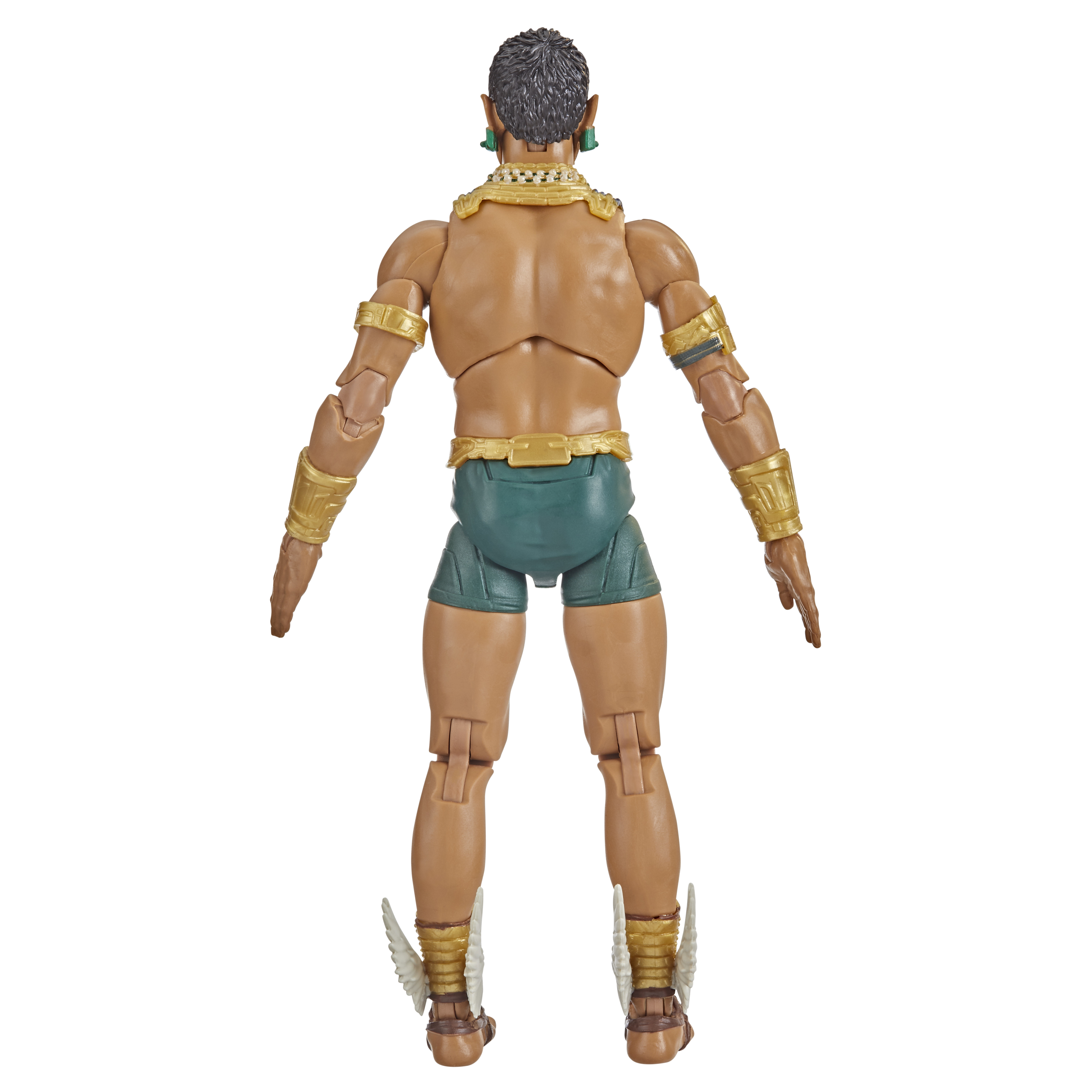 Action figure di un uomo visto da dietro. Indossa un'armatura dorata, pantaloncini verdi e sandali alati.