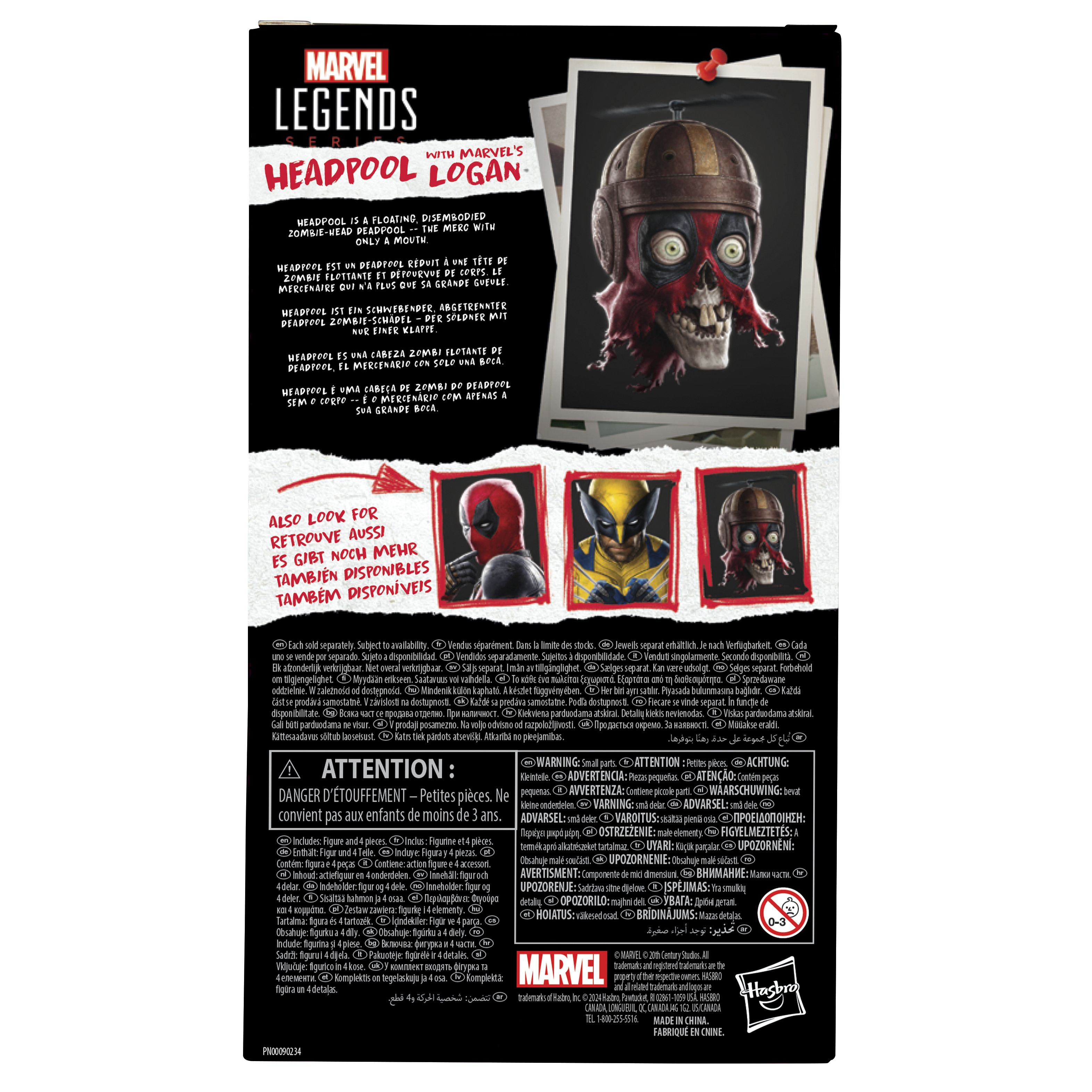 Grafika pudełka dla figurki Marvel Legends. Przedstawiono Headpoola Logana, zombie Deadpoola.