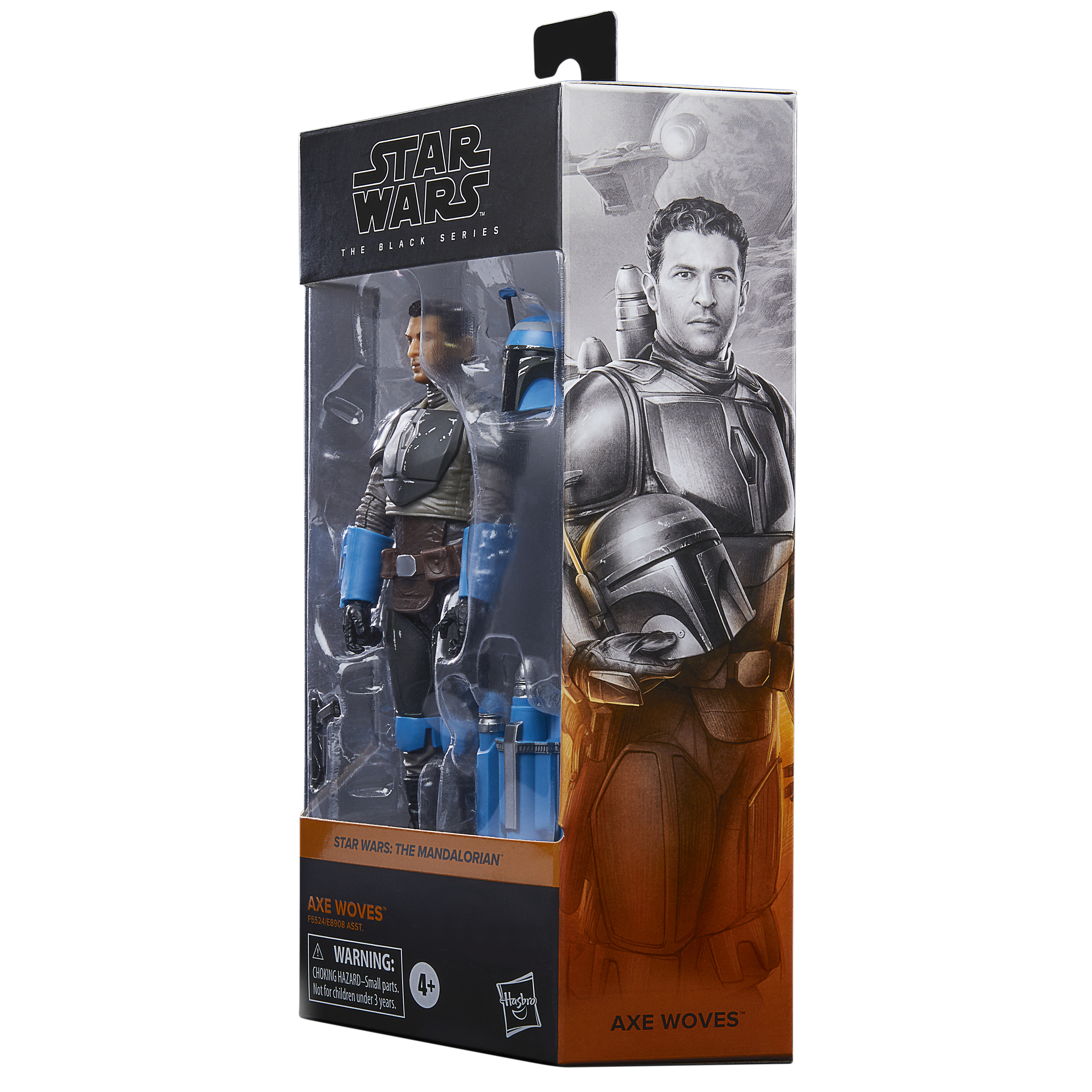 Figura di Star Wars di Axe Woves in scatola. La confezione mostra la figura e un disegno di un uomo in armatura.
