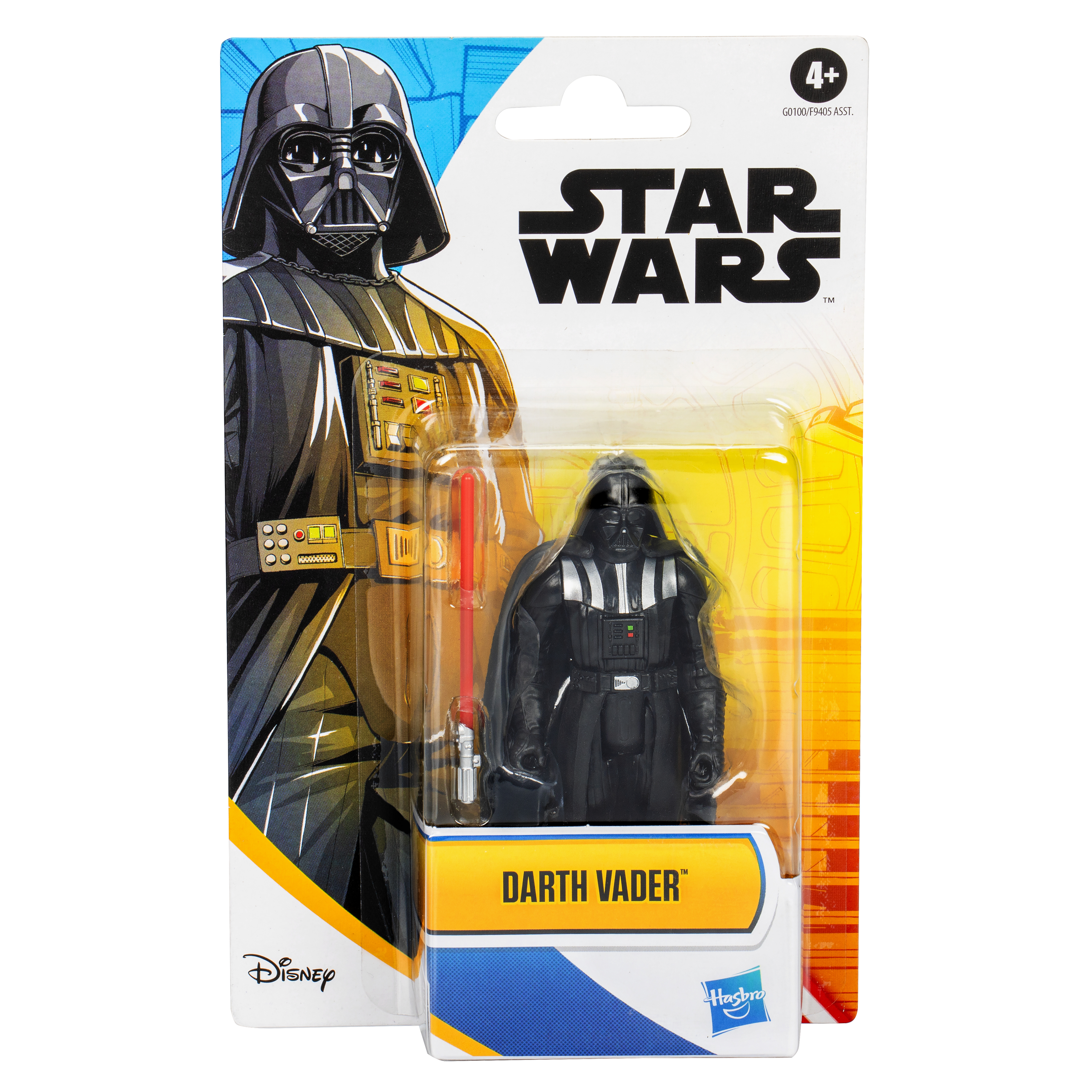 Figurka Darth Vadera w opakowaniu. Opakowanie ma zdjęcie Darth Vadera i logo Star Wars.