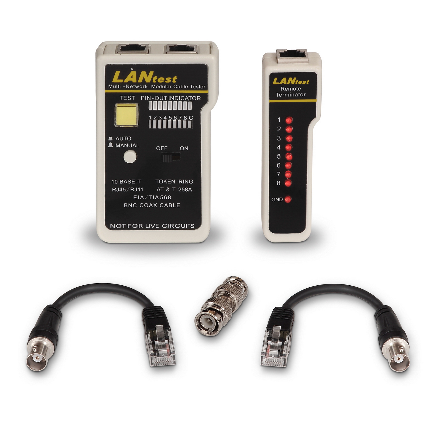 AISENS Kabeltester Für RJ11/RJ12/RJ45 & Koaxial – Praktischer Netzwerktester Für ISDN, LAN & Coaxialkabel Bis 183 Meter
